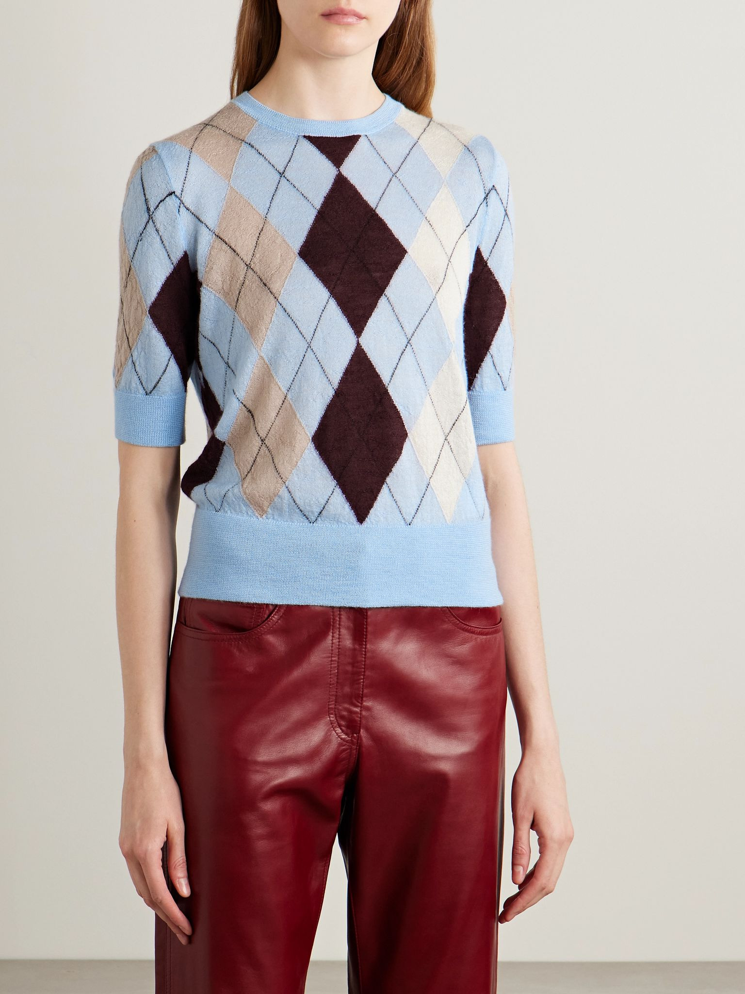 Anders argyle cashmere and mohair-blend sweater Blue - 3