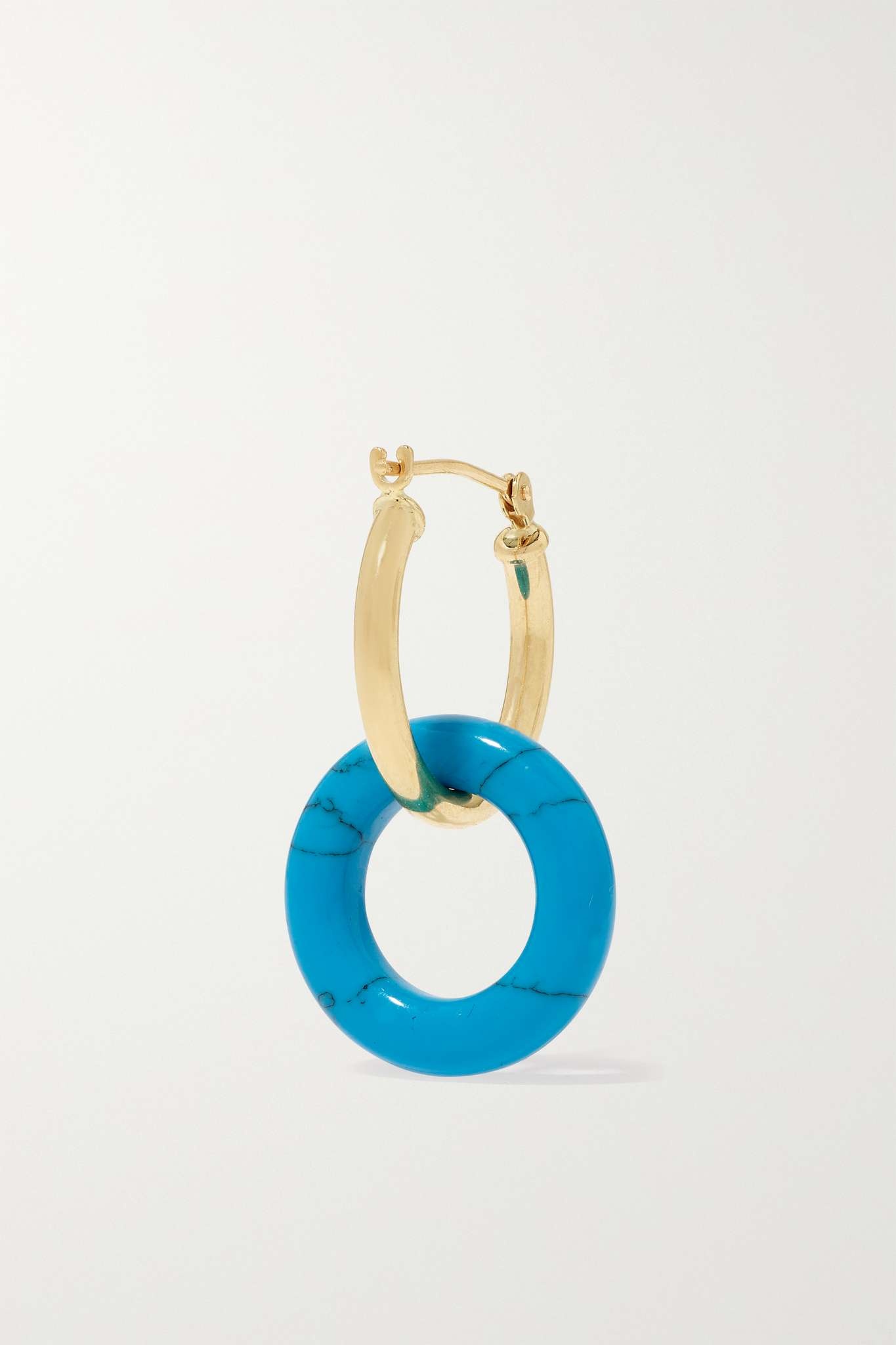 Donut 14-karat gold lapis lazuli hoop earrings - 4