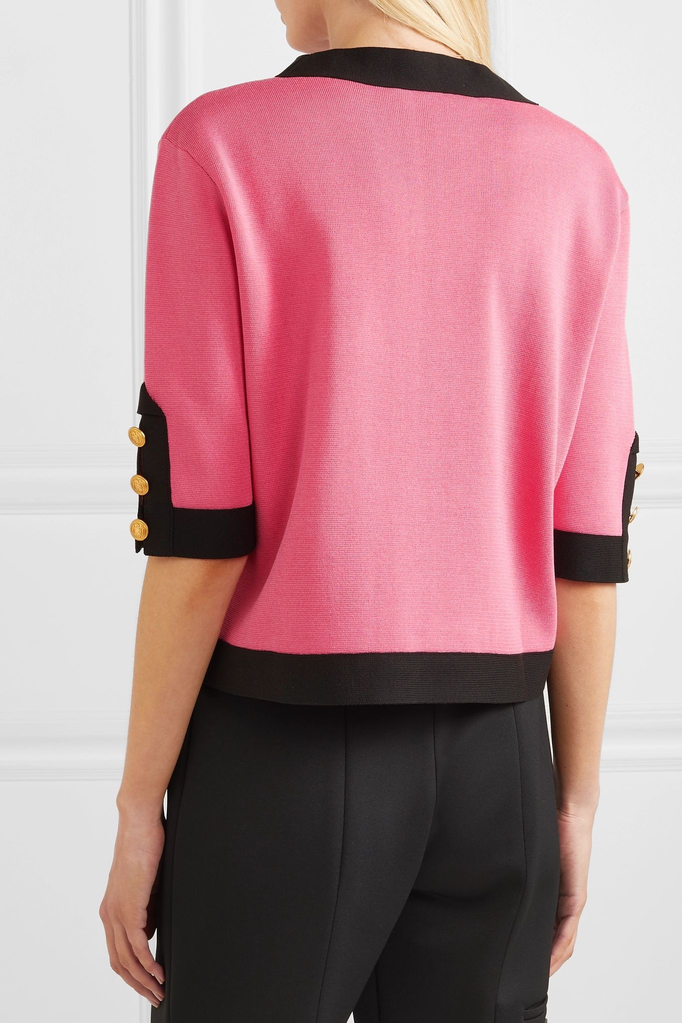 Two-tone silk and cotton-blend top - 4