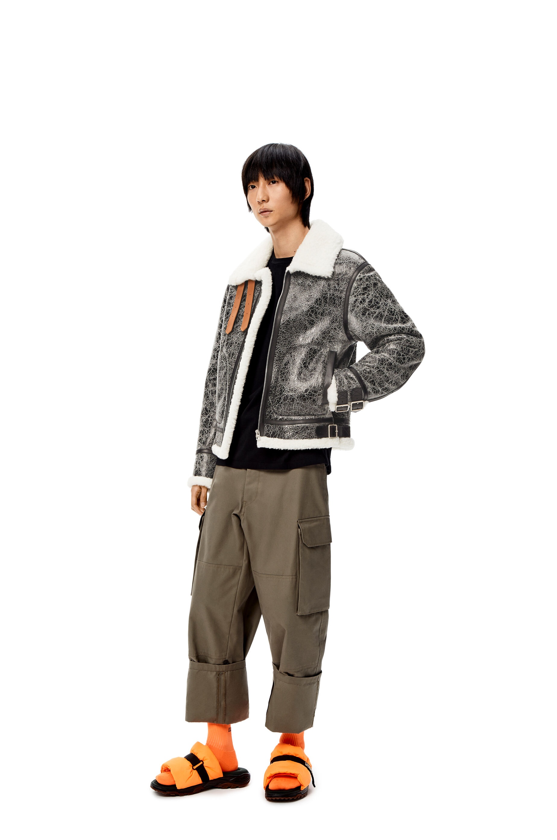Aviator jacket in crackled nappa and shearling - 2