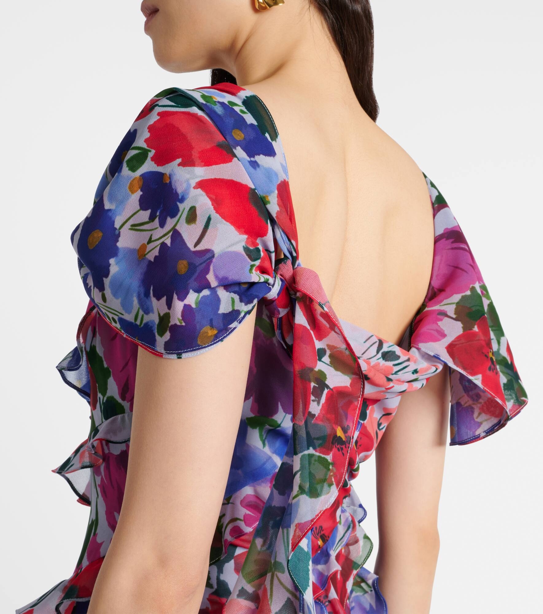 Floral ruffled chiffon gown - 5