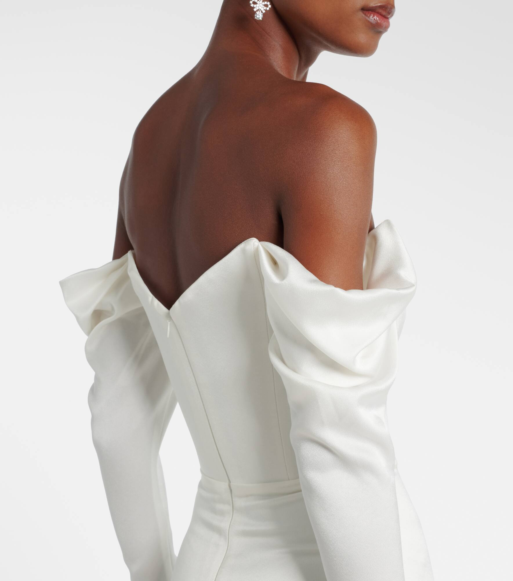 Bridal off-shoulder crêpe satin bustier gown - 5