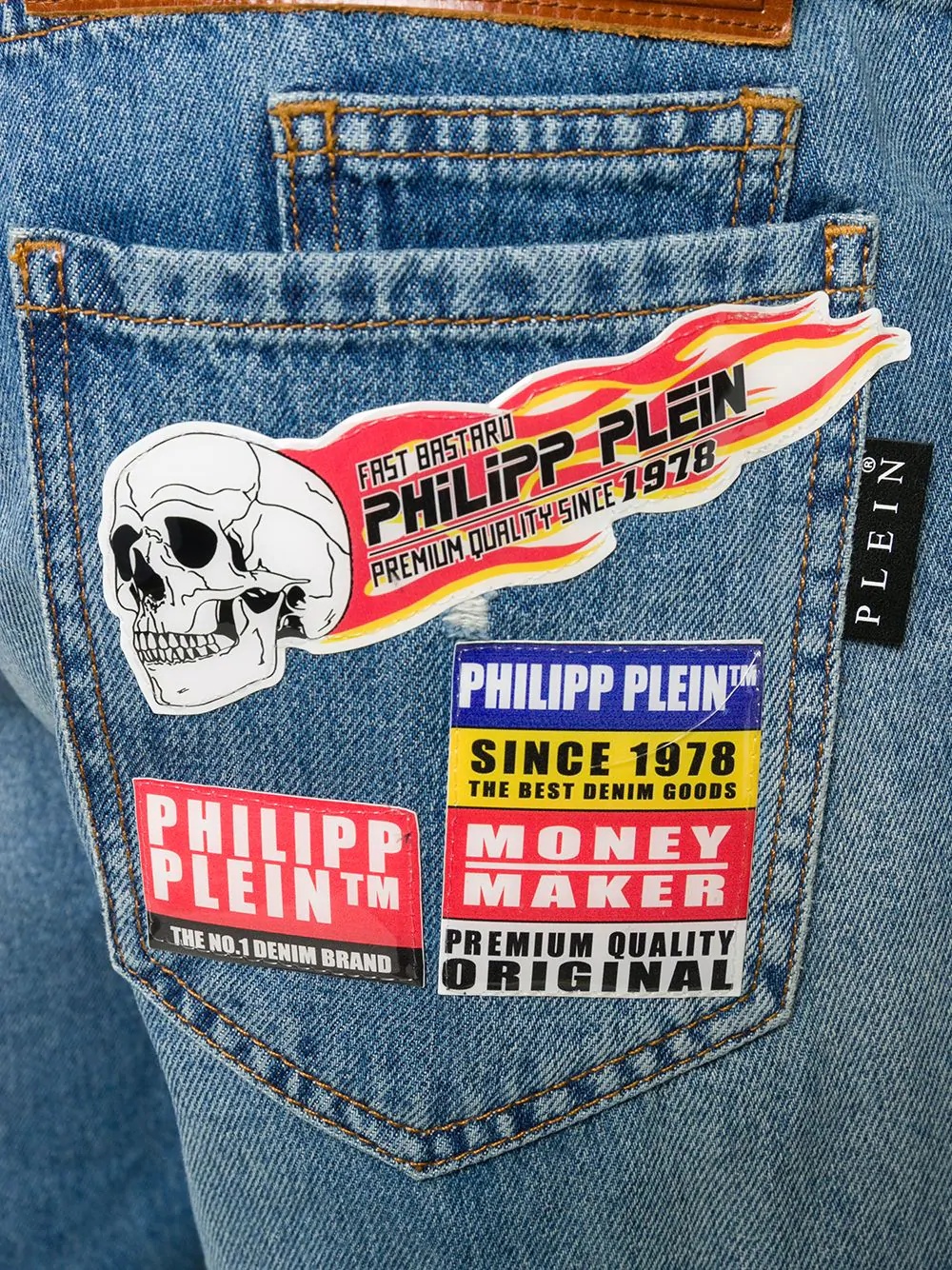 Skull On Fire denim bermudas  - 5