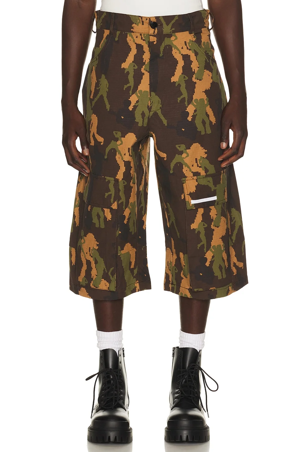 Camo Slashed Shorts - 1