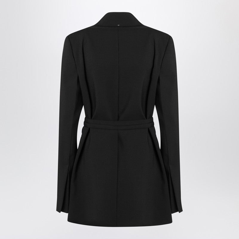 Sportmax Long Double-Breasted Black Jacket With Belt Women - 2