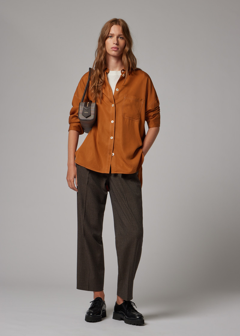 Women's Camel Shirt with Topstitching 4