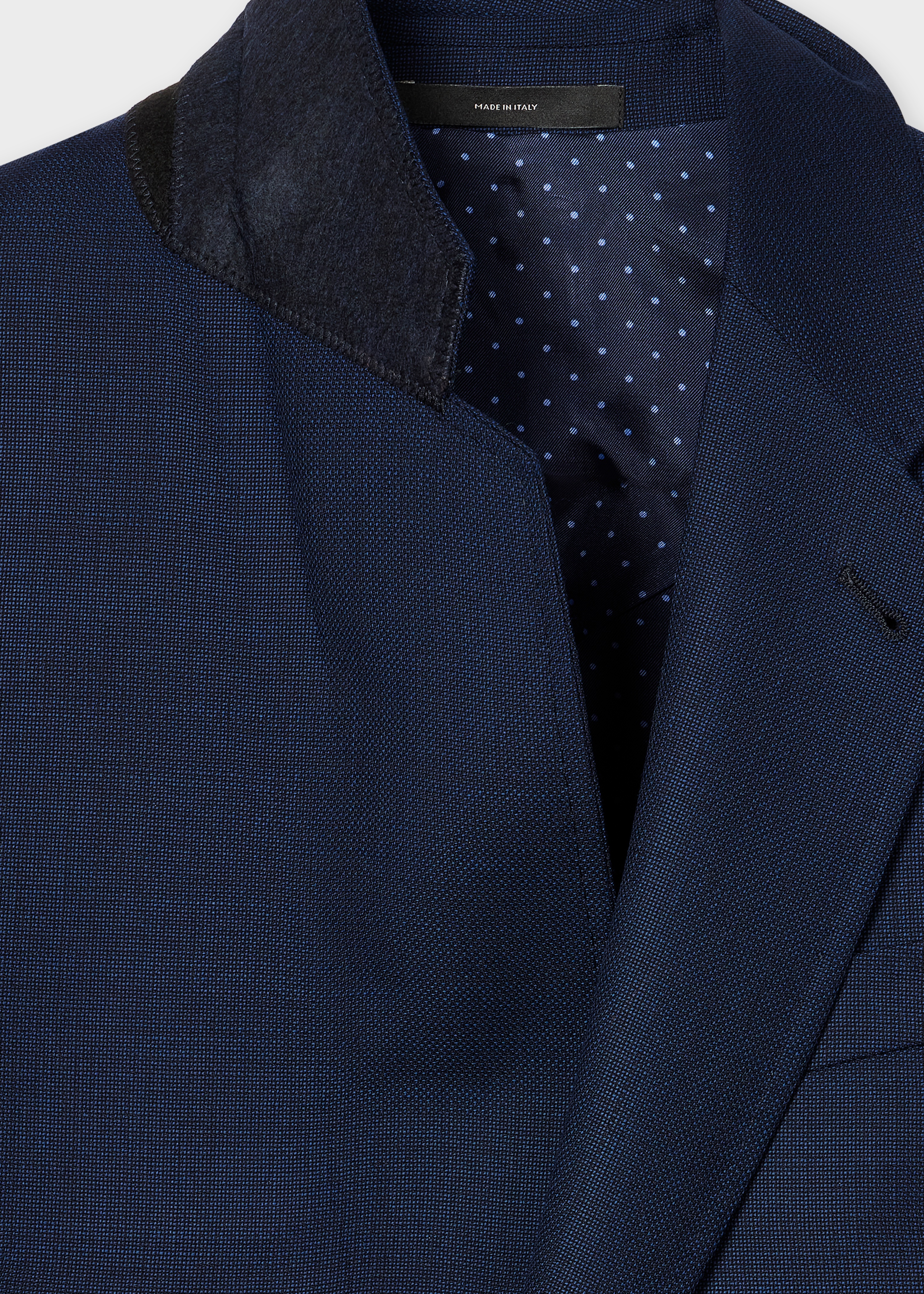Tailored-Fit Navy Wool Hopsack Buggy-Lined Blazer - 2