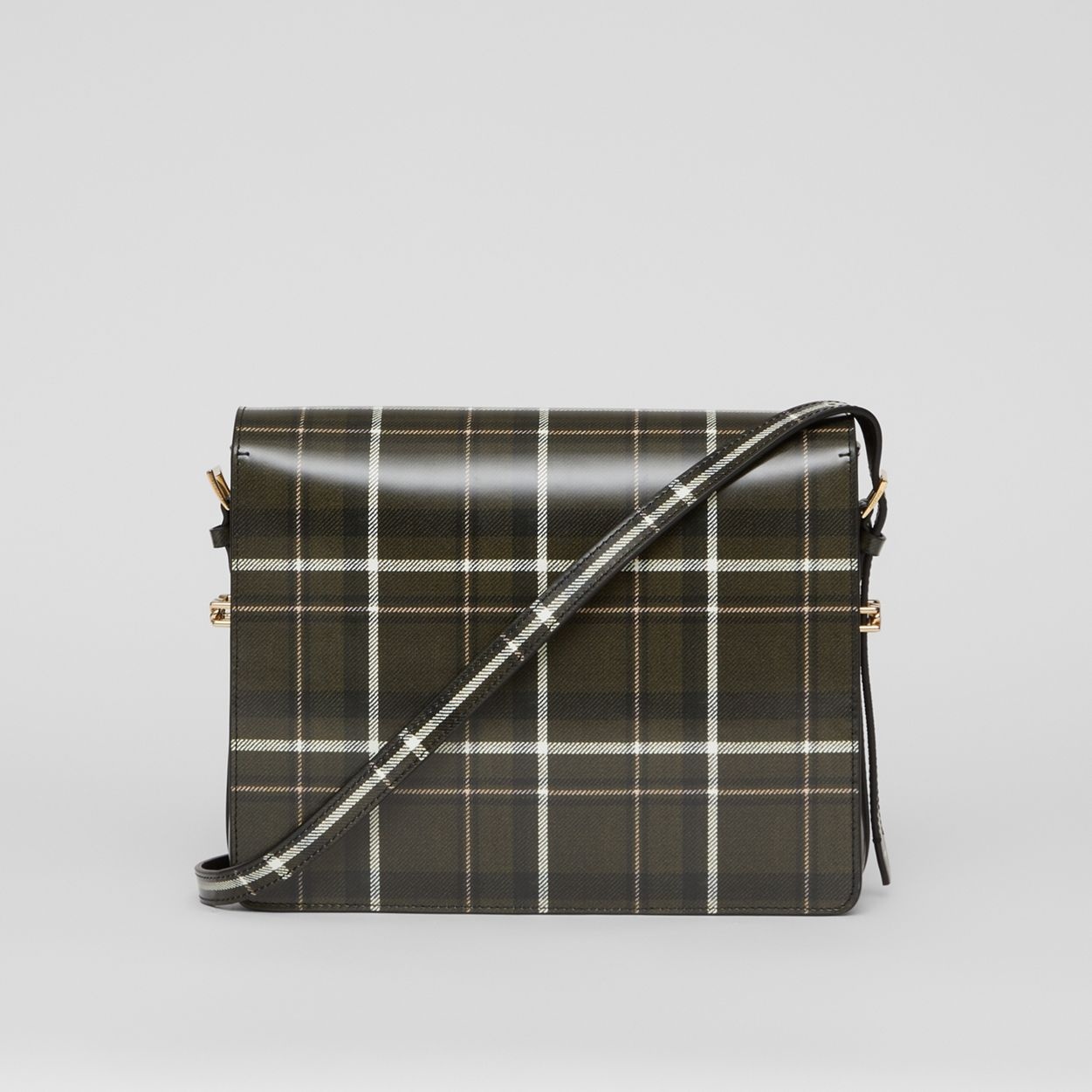 Large Tartan Print Leather Grace Bag - 7