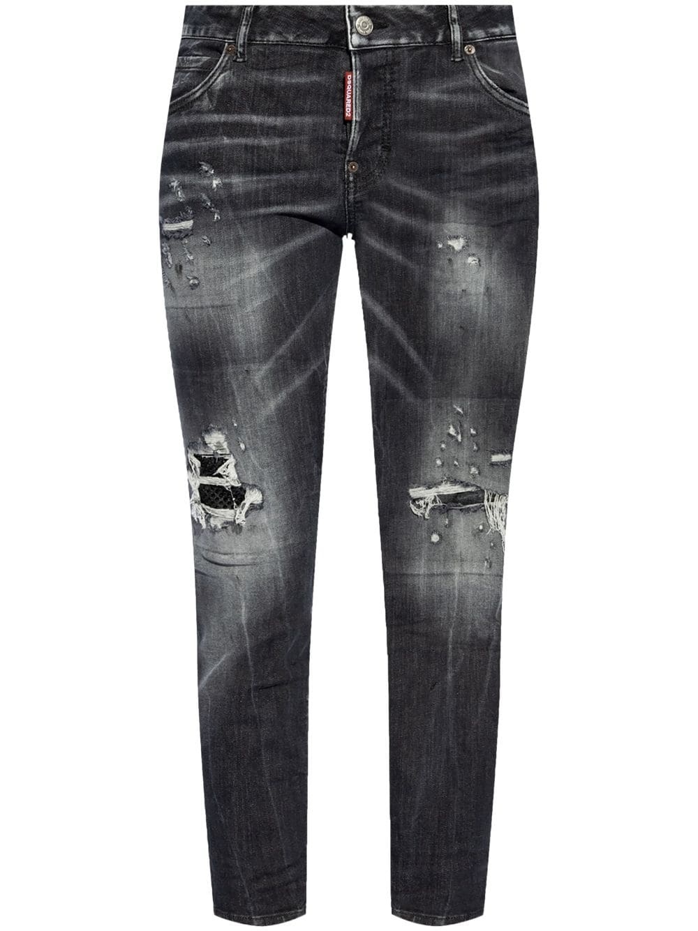 logo-patch cotton jeans - 1
