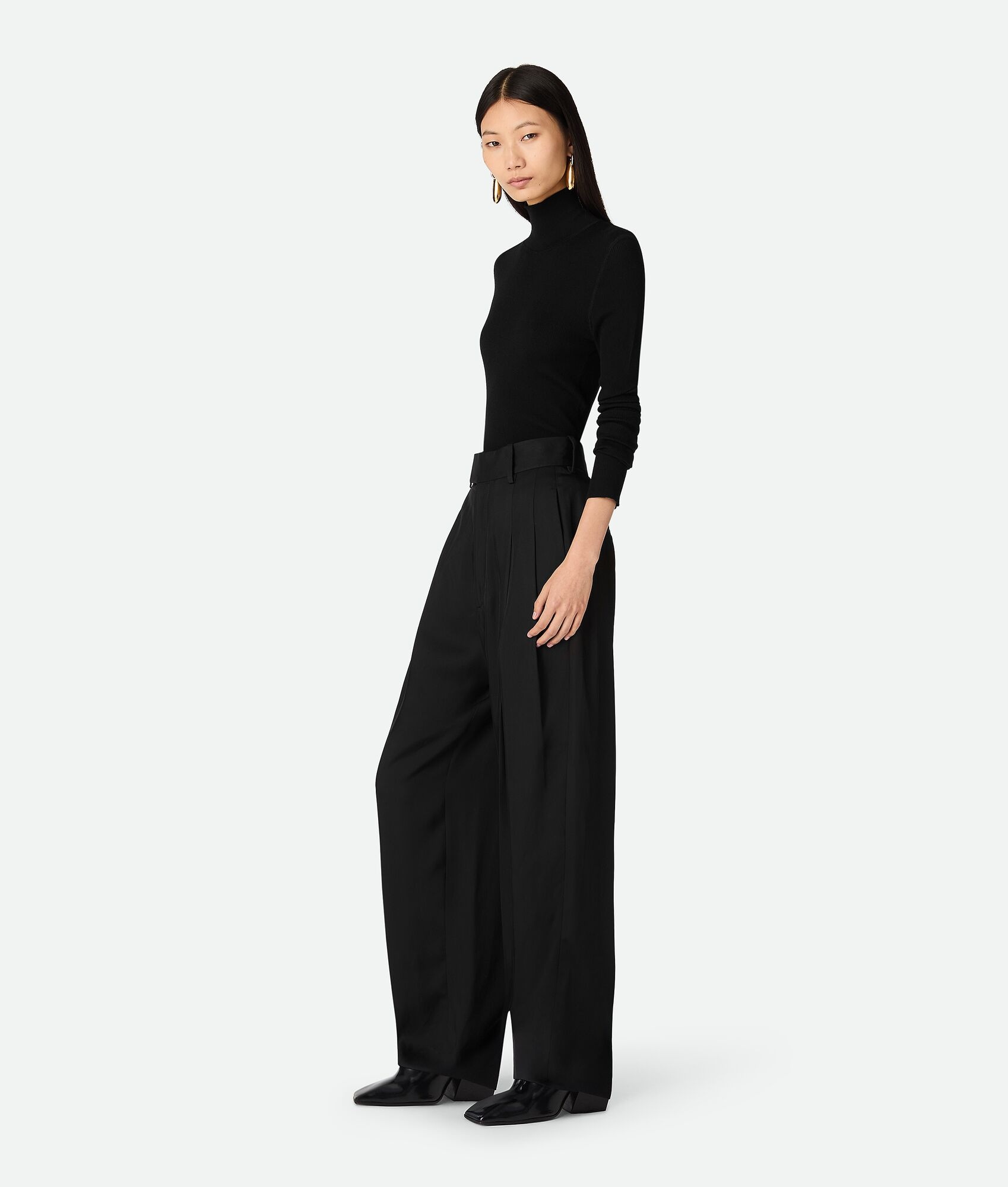 Viscose And Silk Twill Straight Trousers - 2