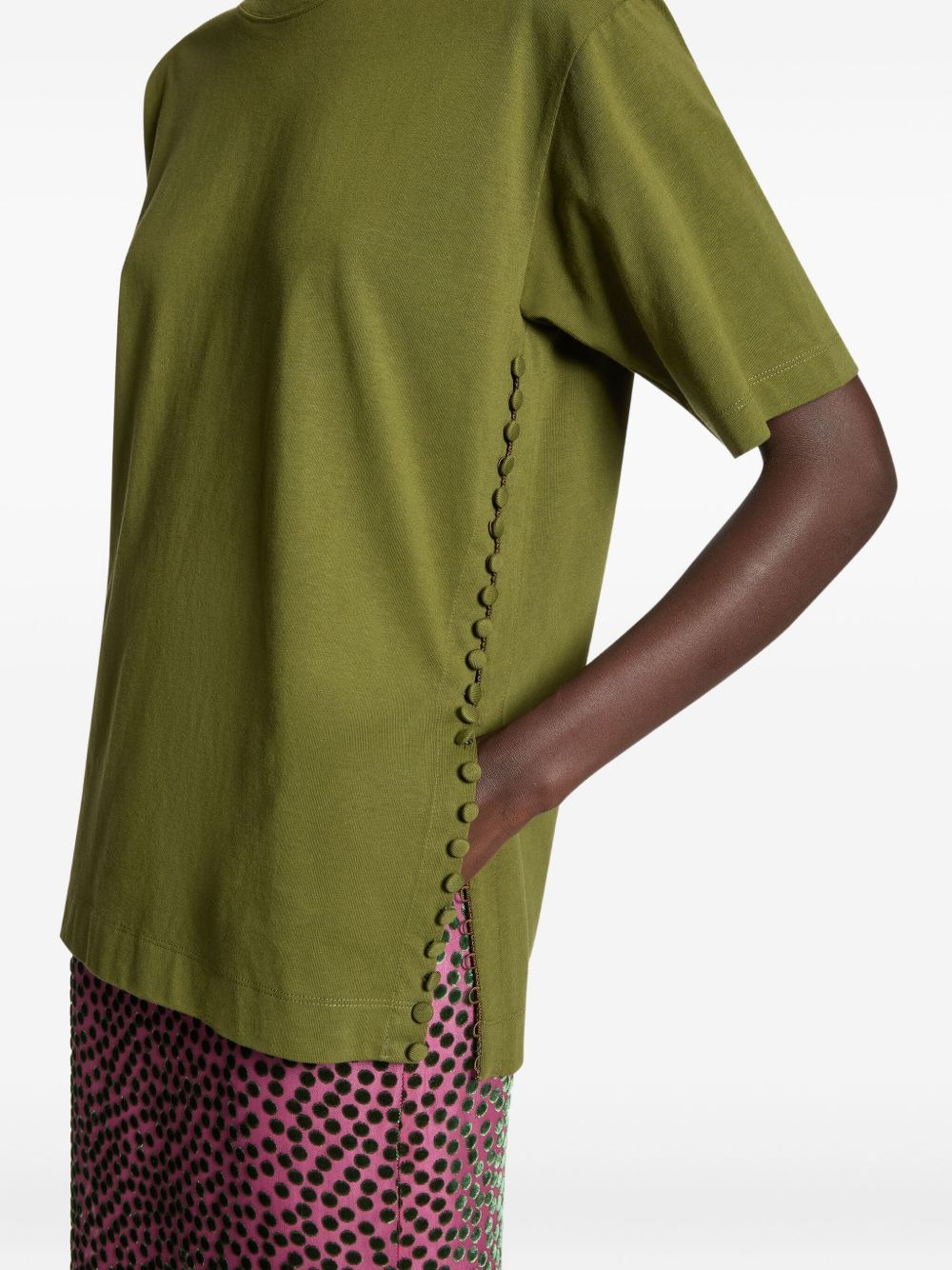button-embellishment cotton T-shirt - 5