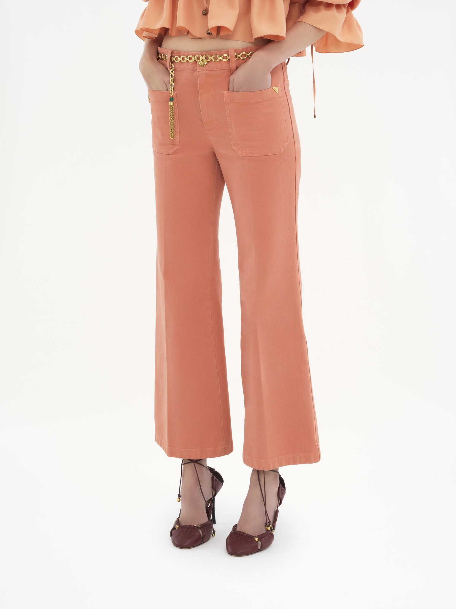 CROPPED BOOTCUT PANTS IN COTTON VELVET - 4