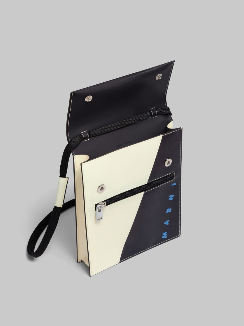 WHITE AND BLACK TRIBECA POUCH WITH SHOELACE STRAP - 4