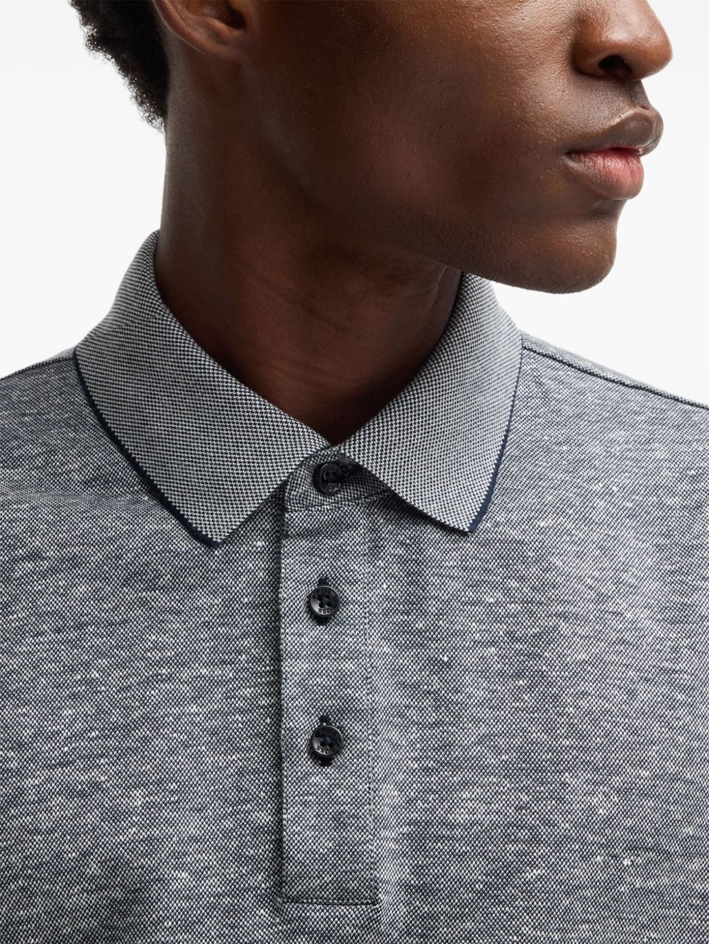 linen-blend polo shirt - 5