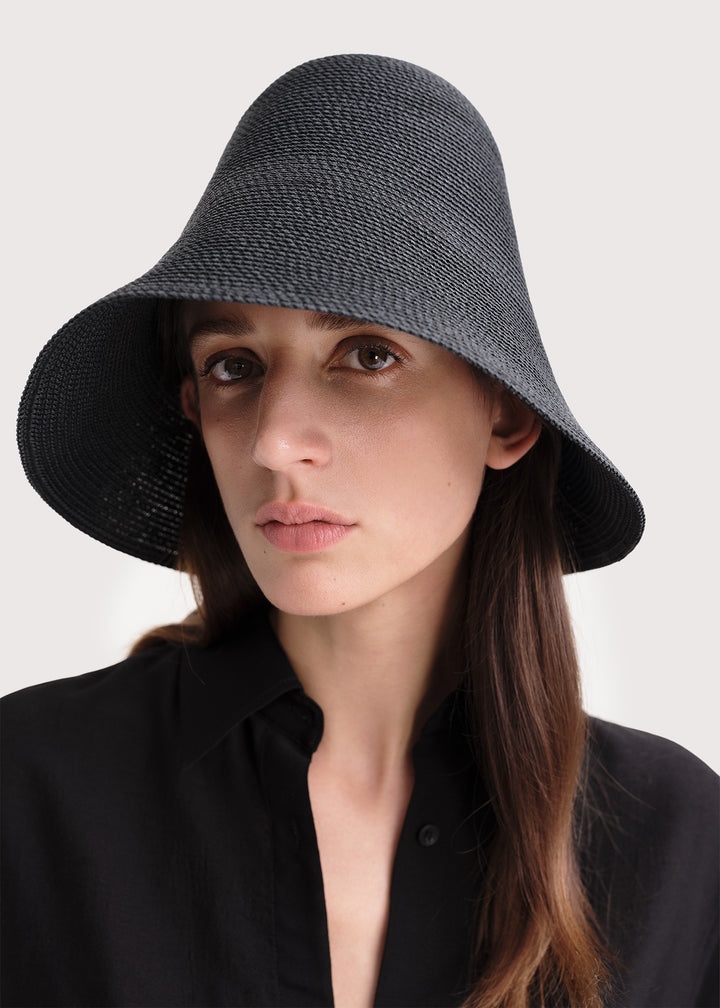 Woven paper straw hat black - 3