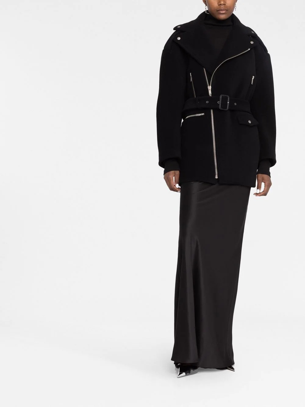 notched-collar zip-fastening coat - 2