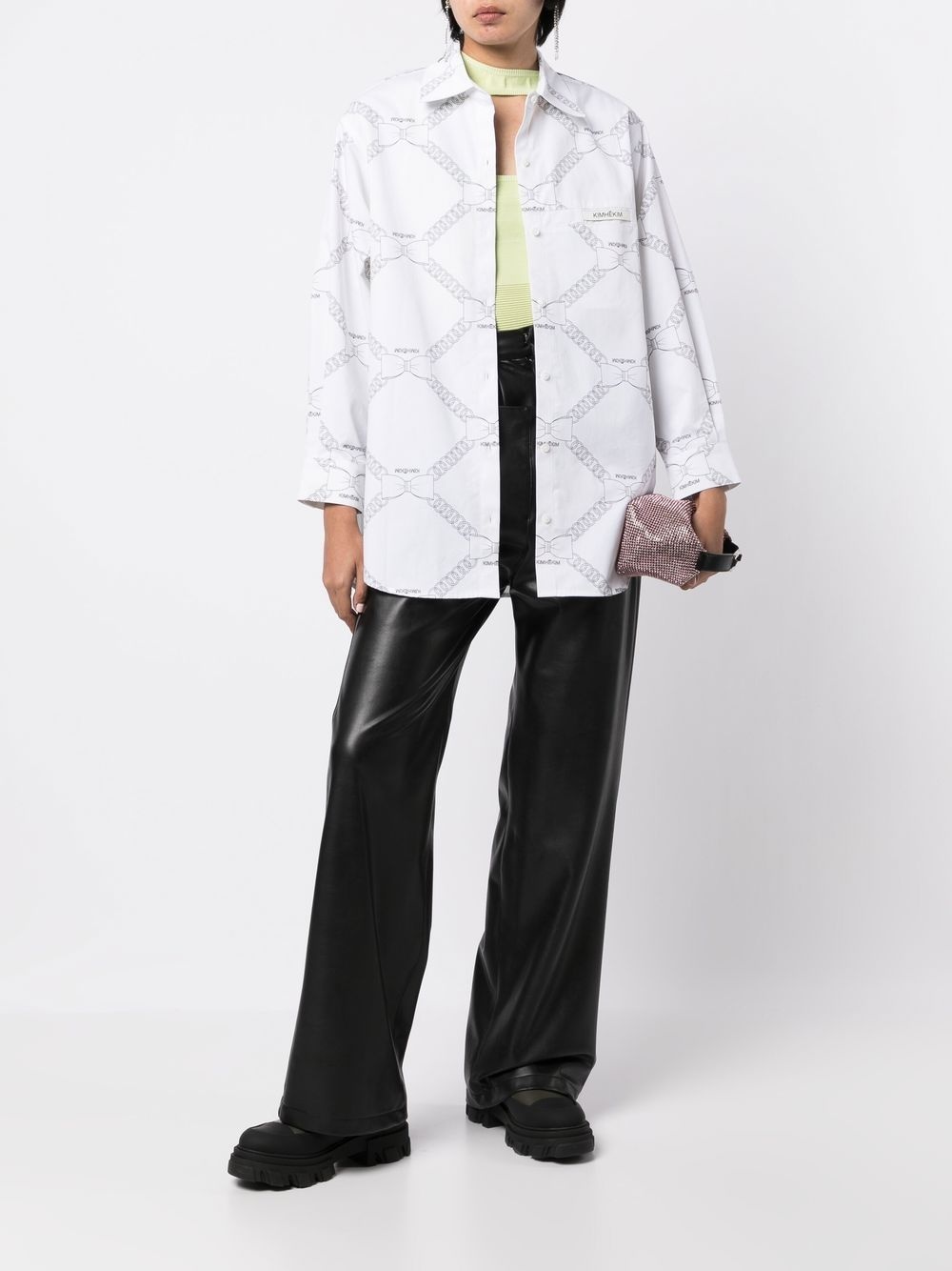 chain-link print shirt - 2