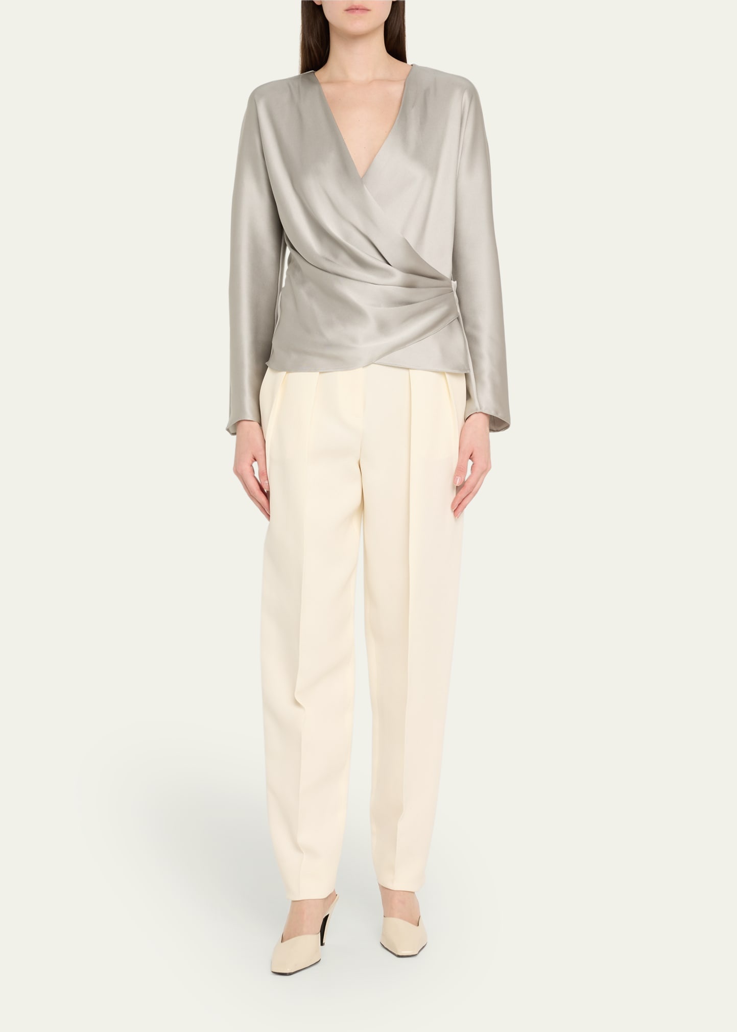 Draped Double Silk Wrap Shirt - 2