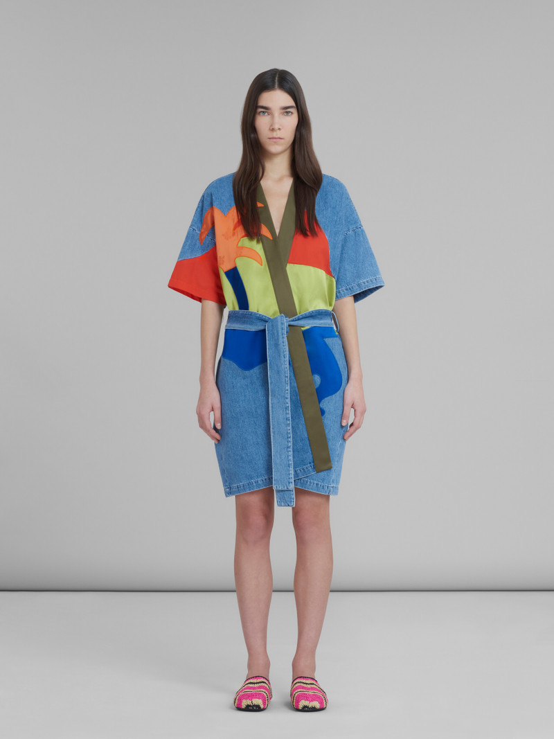 Marni MARNI X NO VACANCY INN - BLUE CHAMBRAY LIGHT COAT WITH EMBROIDERY outlook