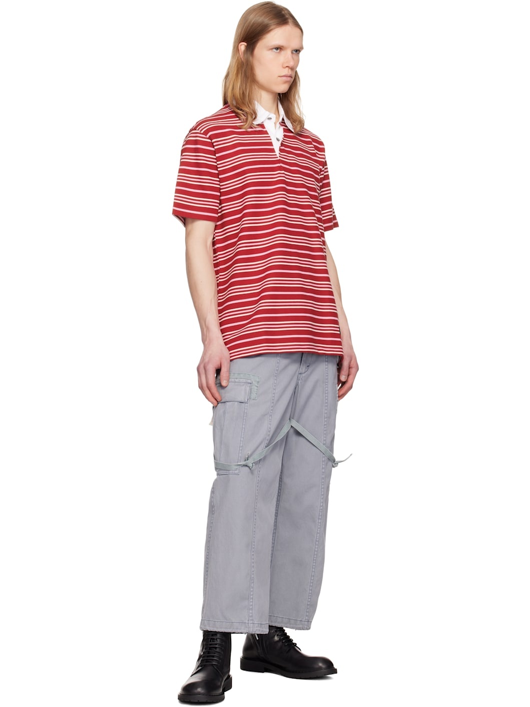 Red Base Stripe SS Rugby Polo - 4