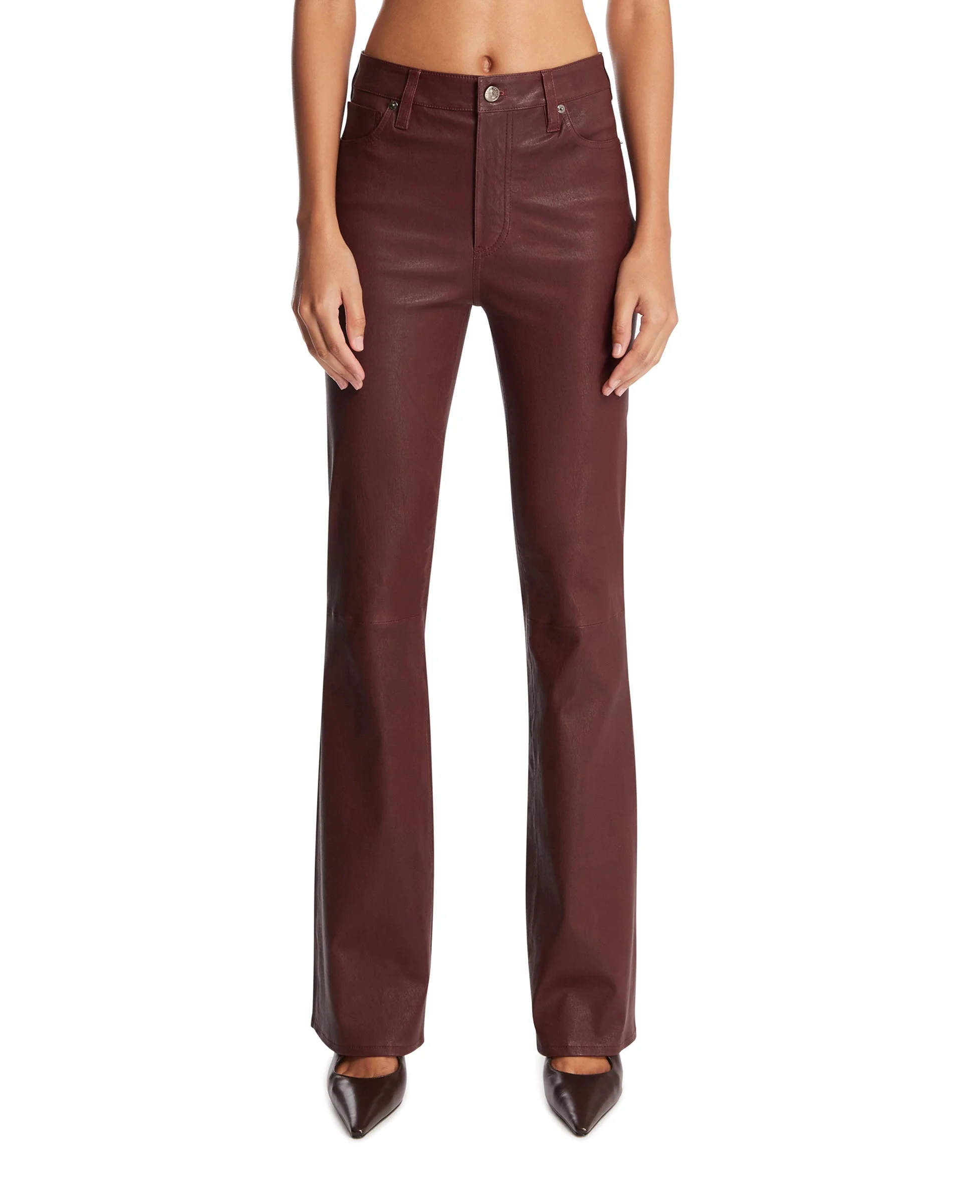 Burgundy The Leather Reboot Trousers - 1