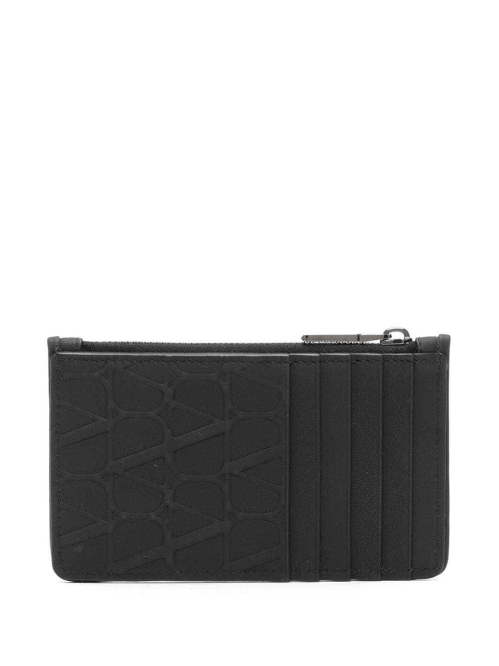 V-Logo embossed leather wallet - 2