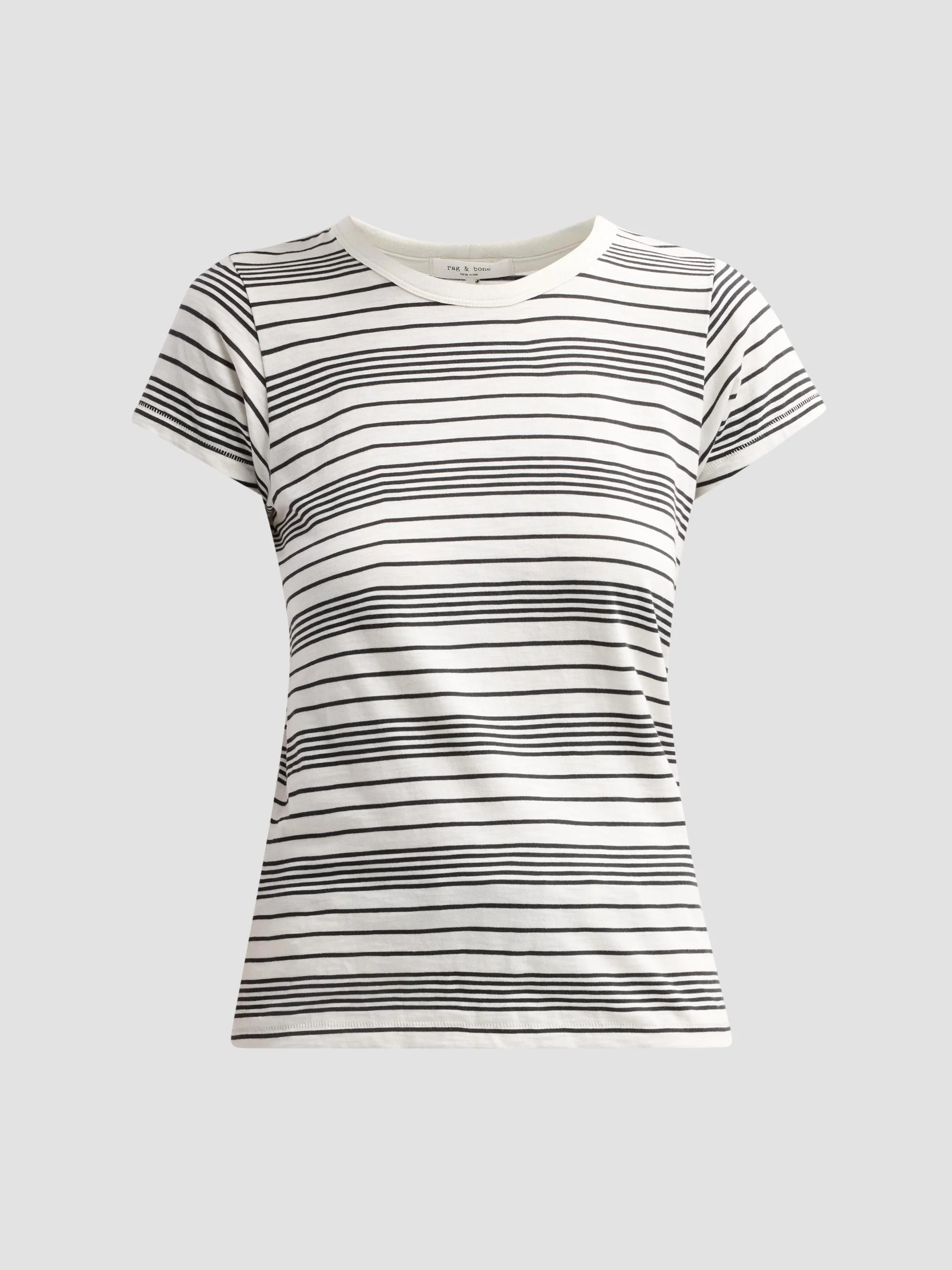 Women's The Slub Striped Pima Cotton T-Shirt - Ivory Black Multi - 1