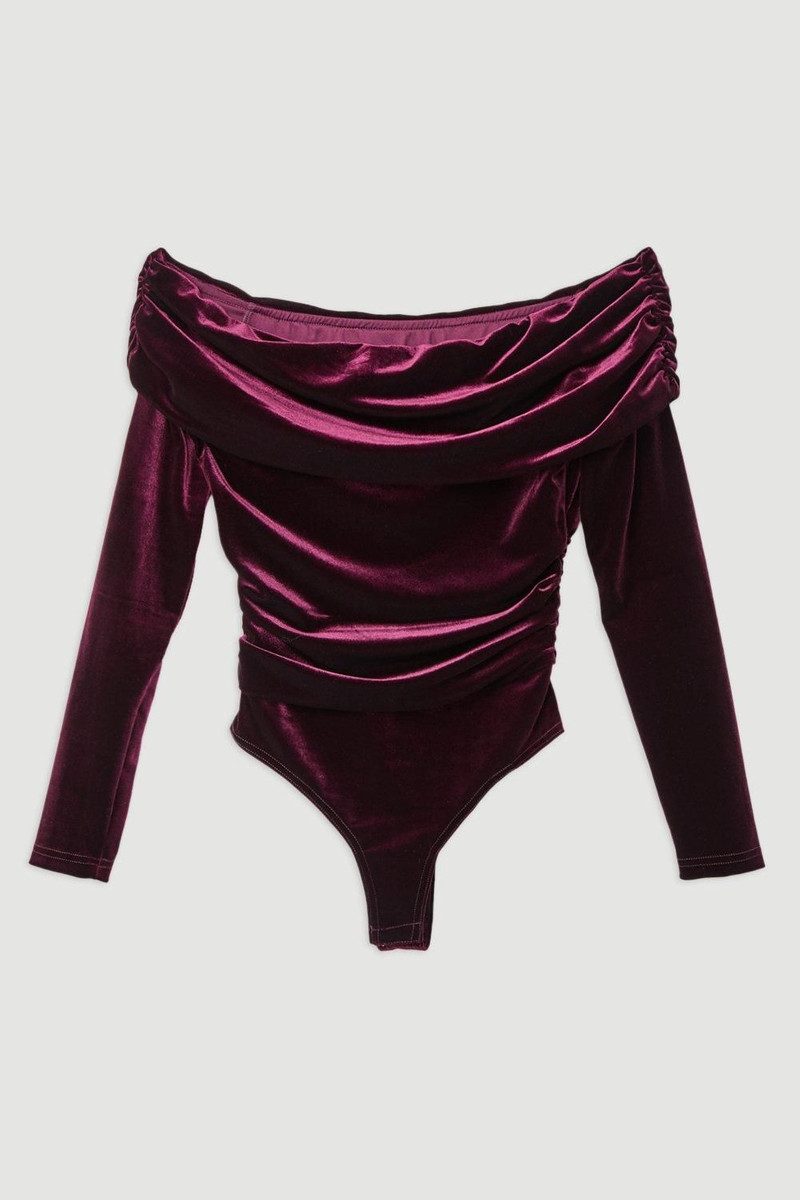Jersey Off The Shoulder Velvet Bodysuit 4