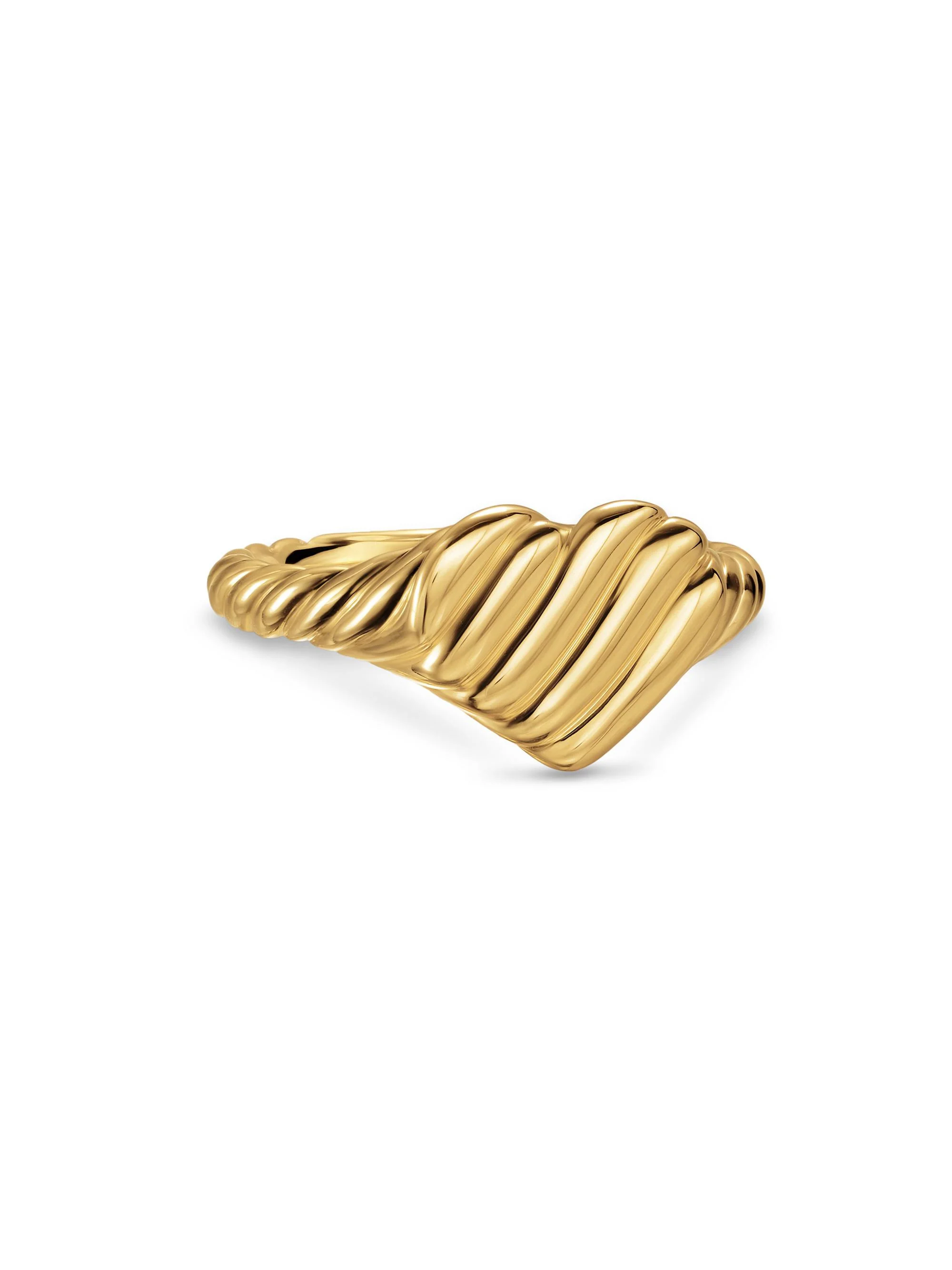 Women's Sculpted Cable Heart Pinky Ring in 18K Yellow Gold, 9MM - Gold - 1