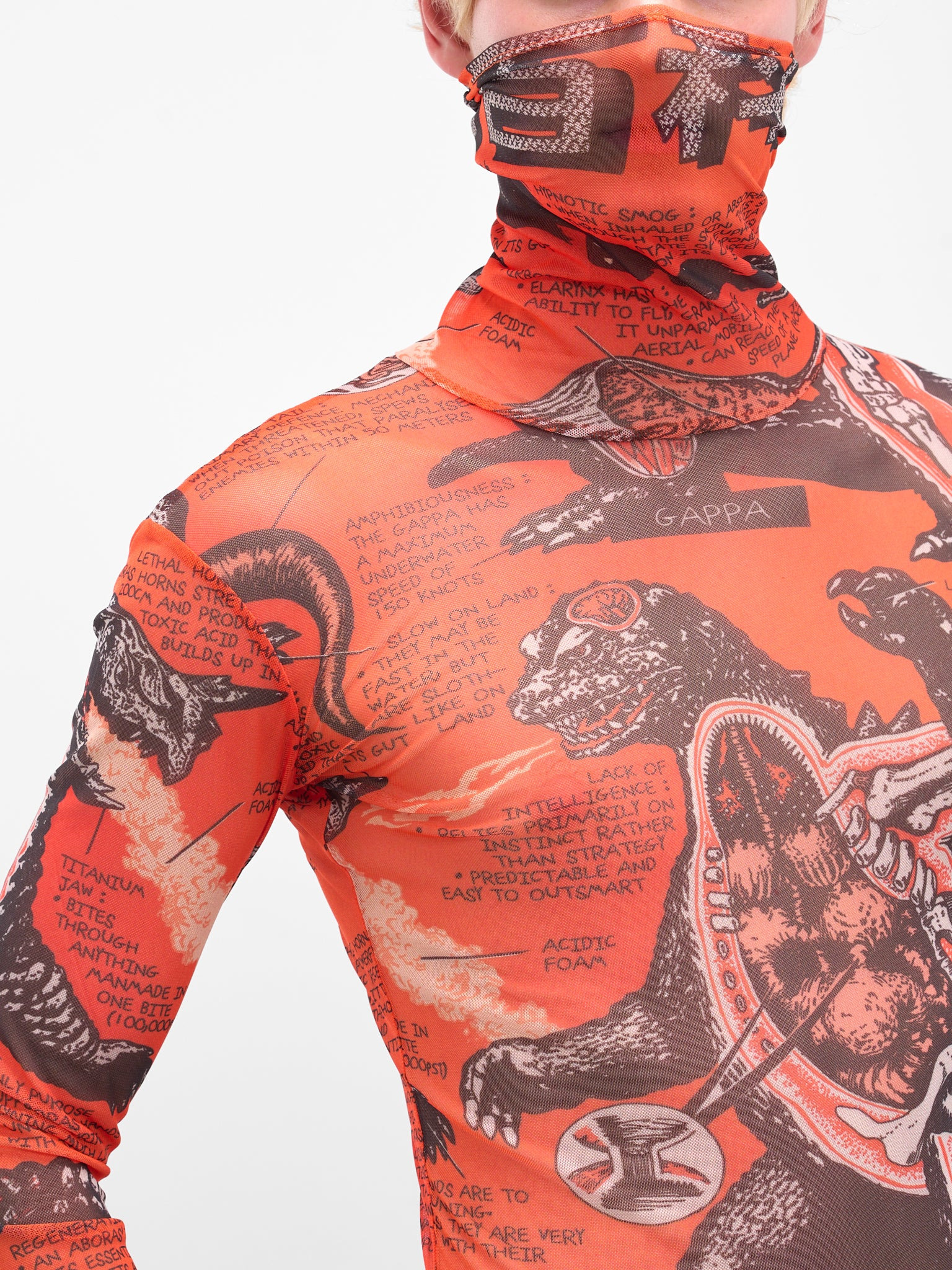 Monsters Print Masked Mesh Top - 5