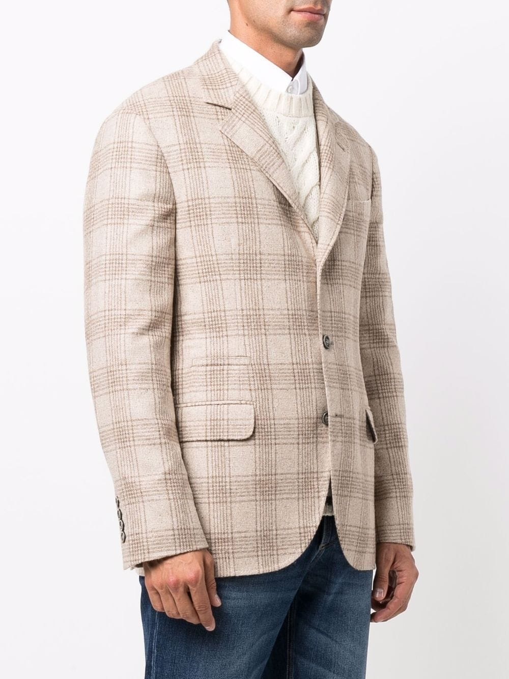 check-pattern single-breasted blazer - 3