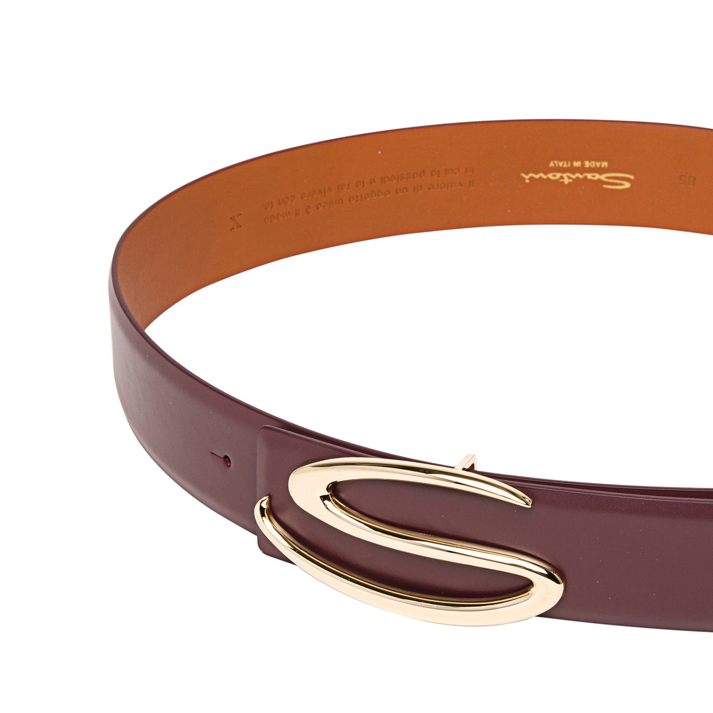 Burgundy leather belt strap - 3