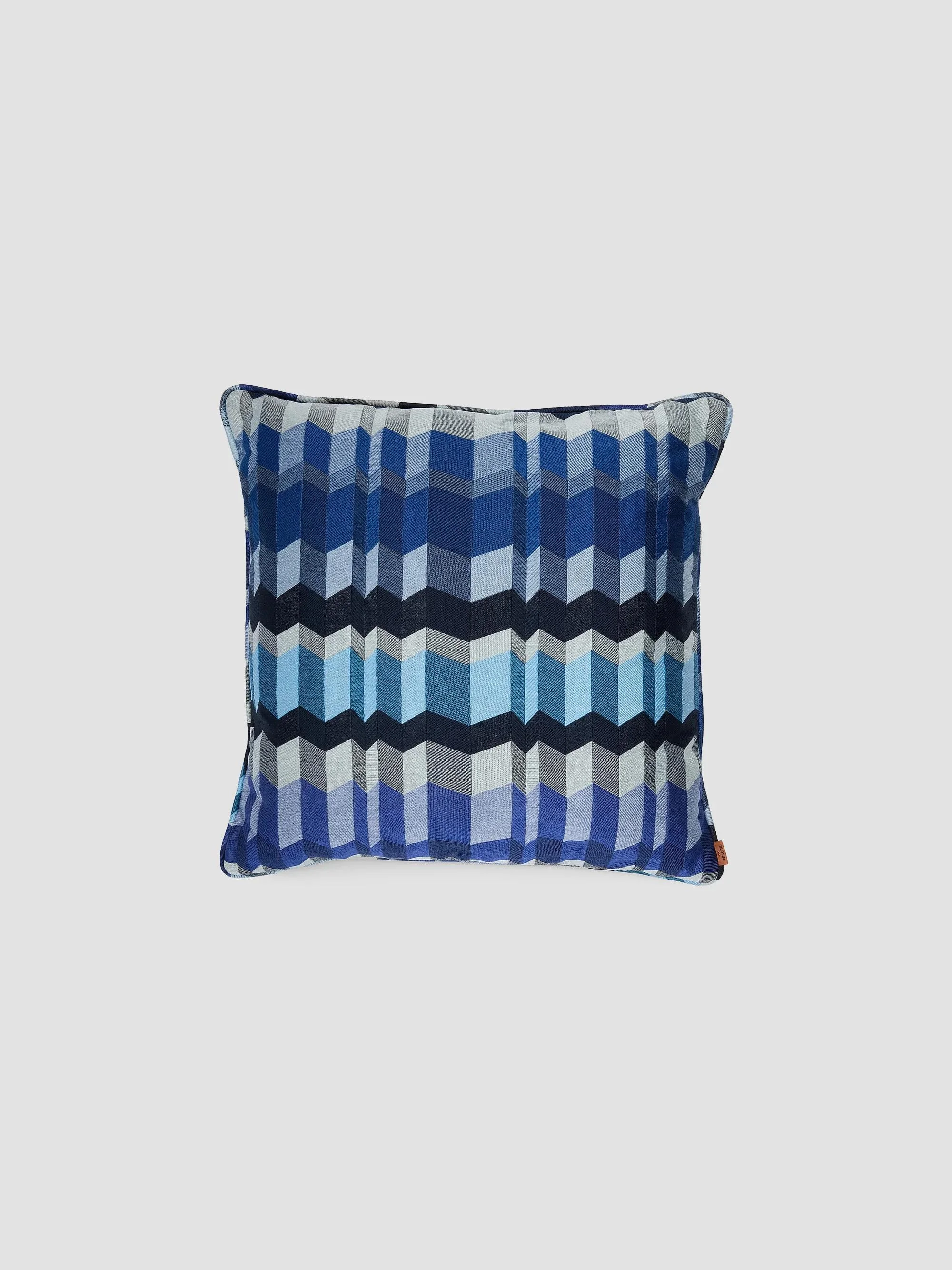Positano Chevron-Striped Square Cushion - Blue Multicolor - 1