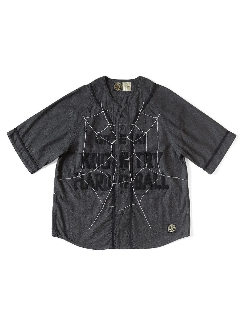 KAPITAL Cotton Wool GREAT KOUNTRY Baseball Shirt (KOUNTRY DREAM CATCH Remake) 'DarkGray' - 1