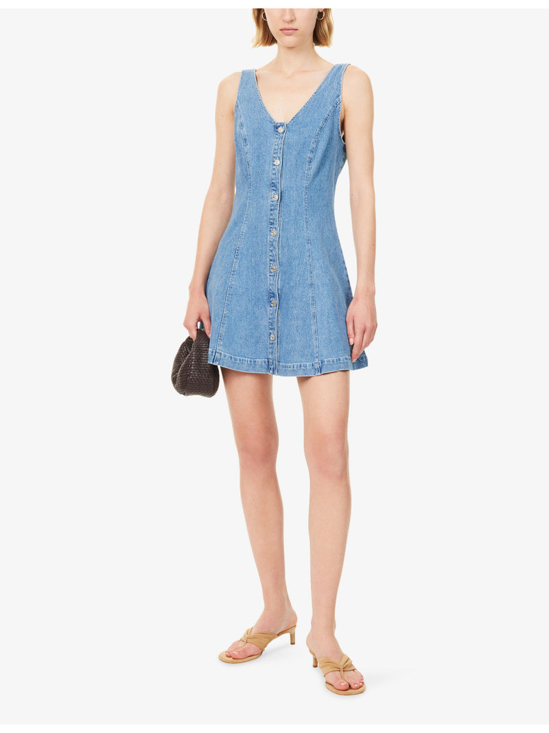 GOOD AMERICAN The Flouncy V-Neck Denim Mini Dress outlook