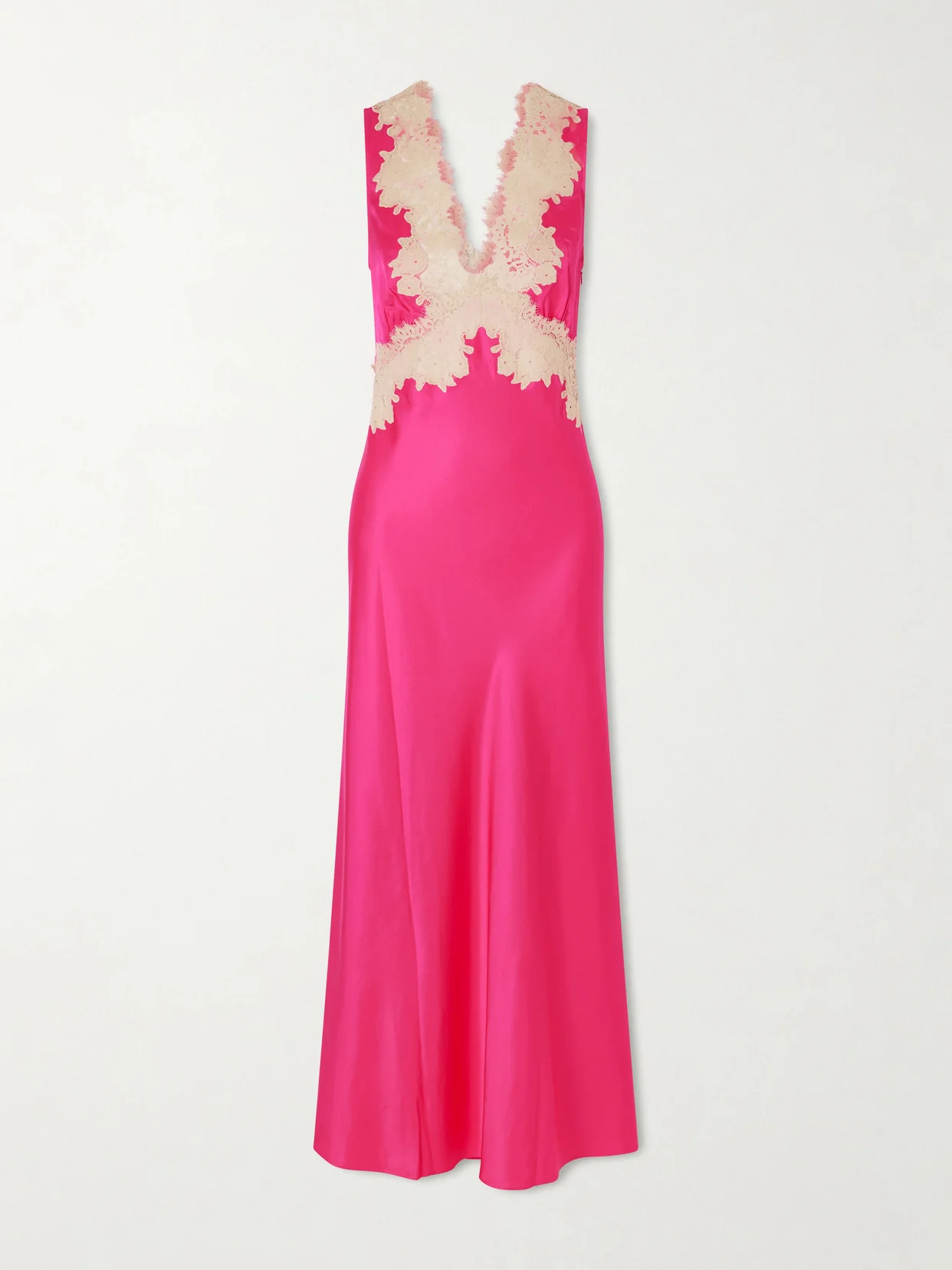 Lysandra Lace-trimmed Satin Midi Dress - 1