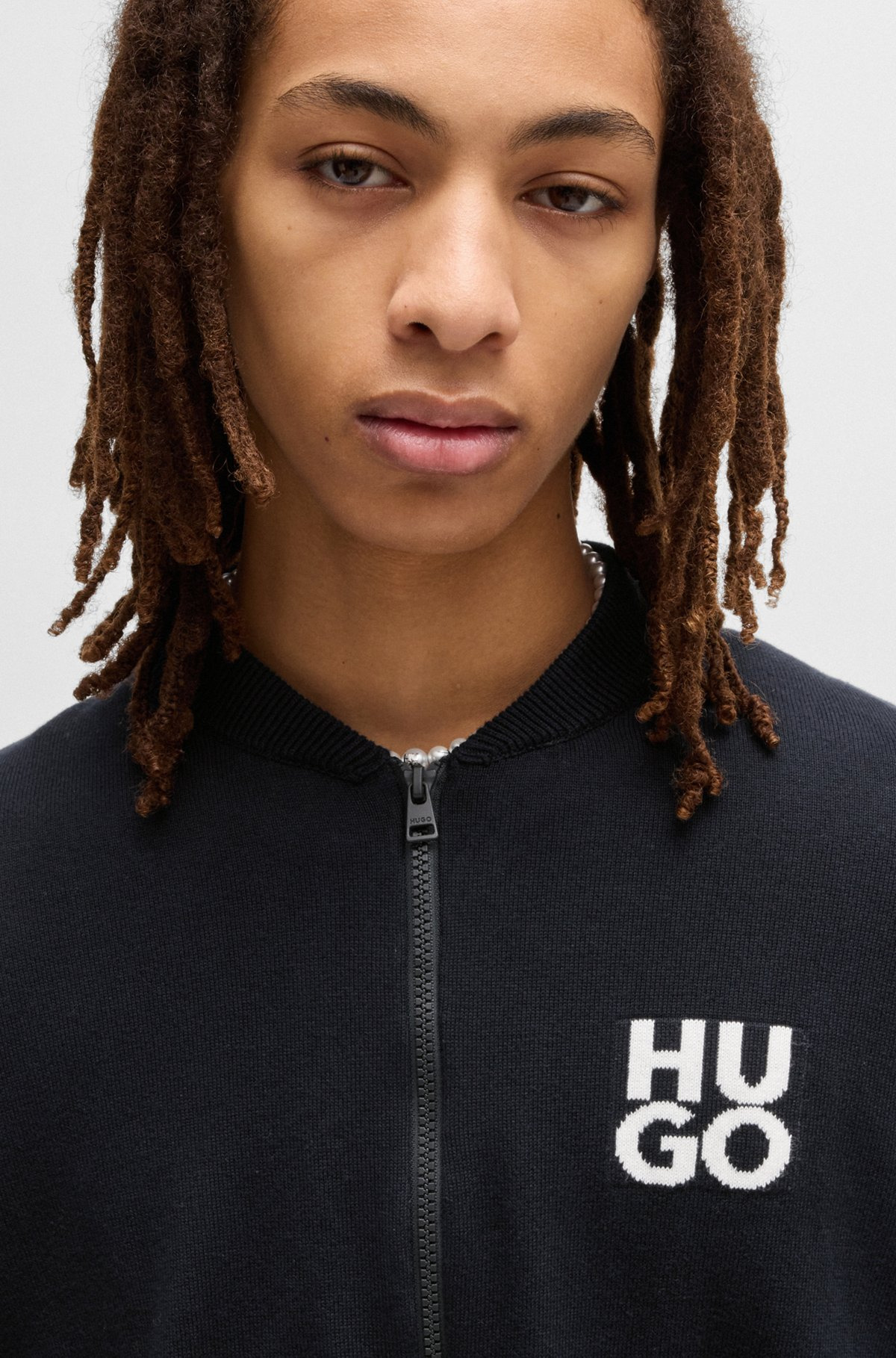 ZIP-UP CARDIGAN IN COTTON WITH STACKED LOGO - 3