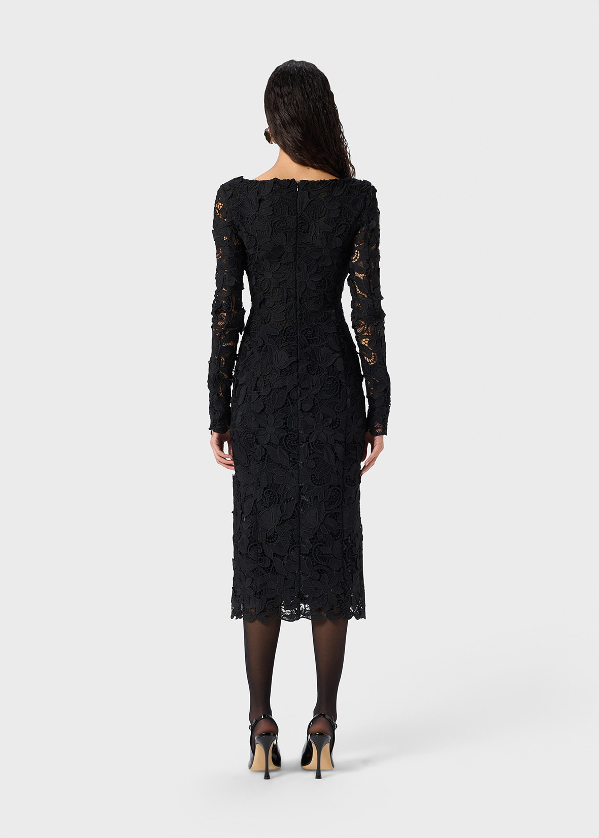 MIDI MACRAMÉ LACE DRESS WITH SLIT - 4
