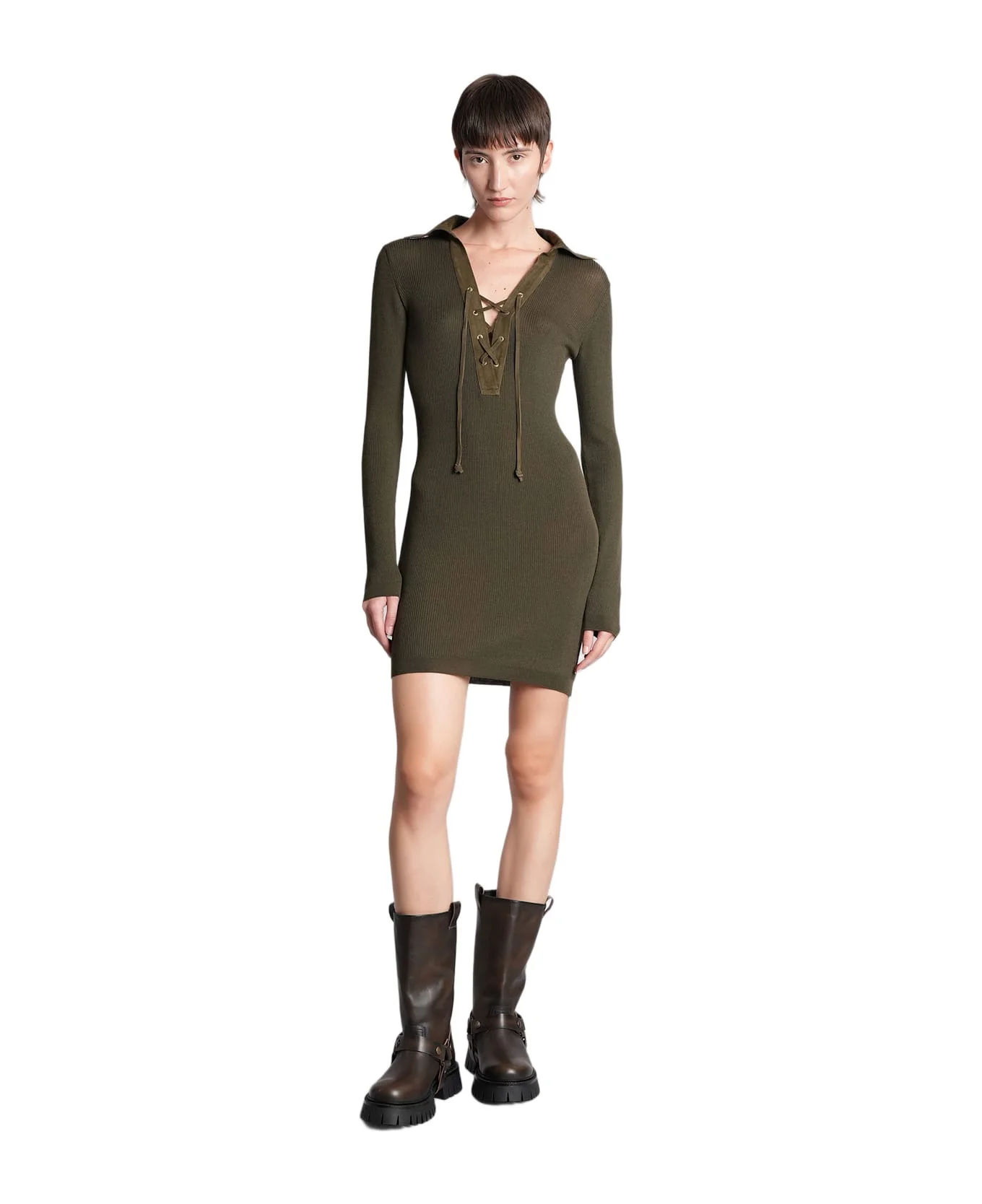 Orly Mini Dress In Green Cotton - 1