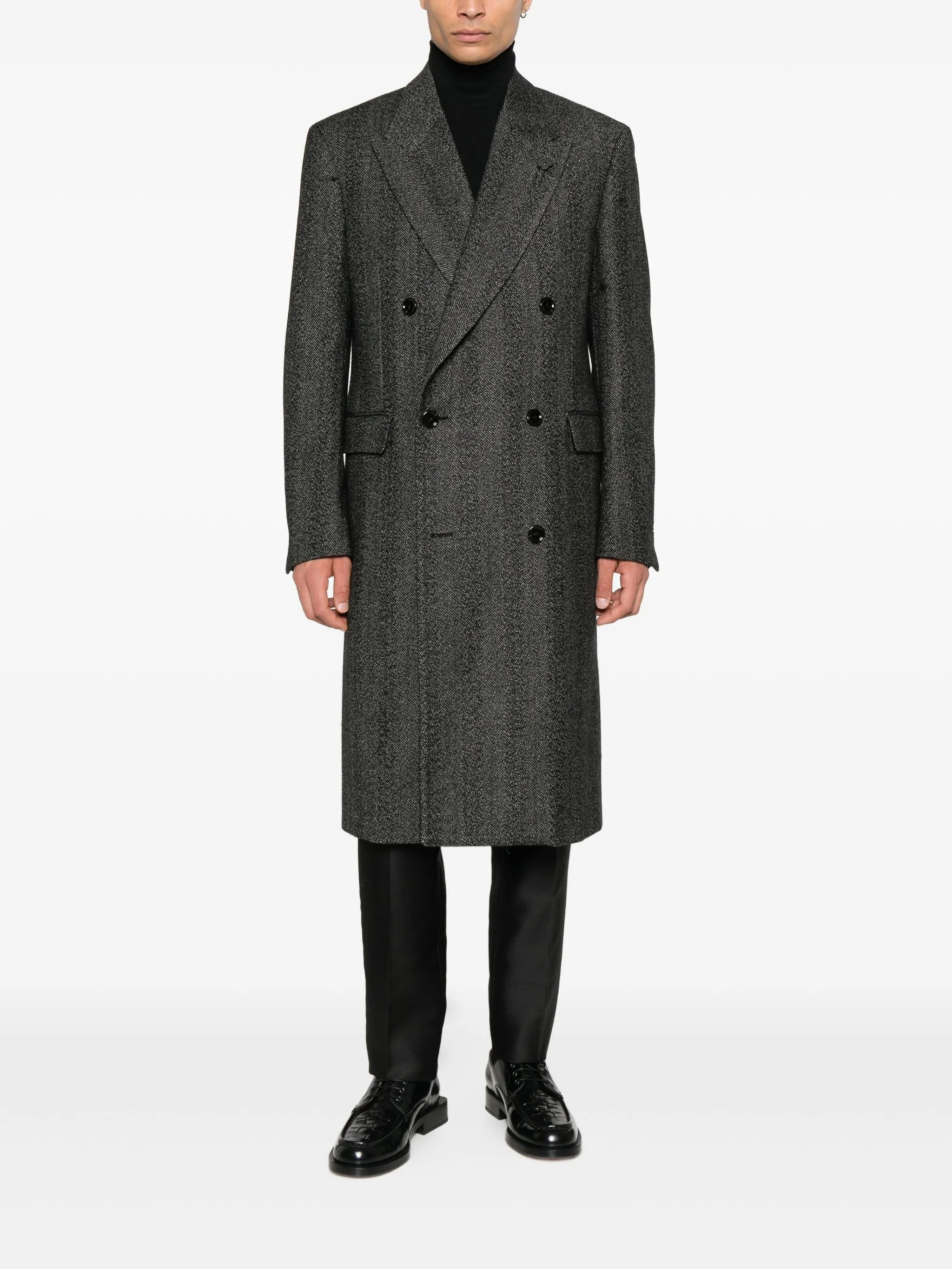 Lardini Double-breasted Herringbone Coat - 4