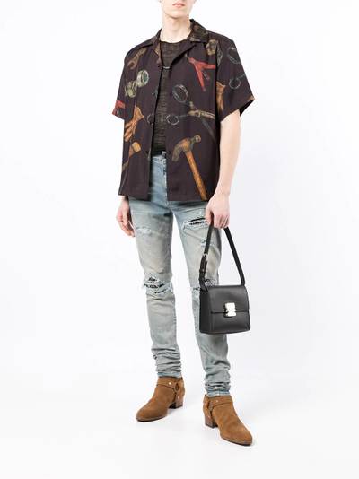 AMIRI tool-print short-sleeve silk shirt outlook