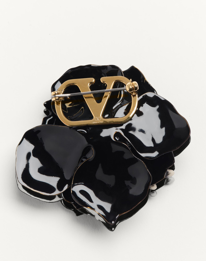 VALENTINO GARAVANI FLEUR LUMINEUSE BROOCH IN METAL, ENAMEL AND FABRIC 5