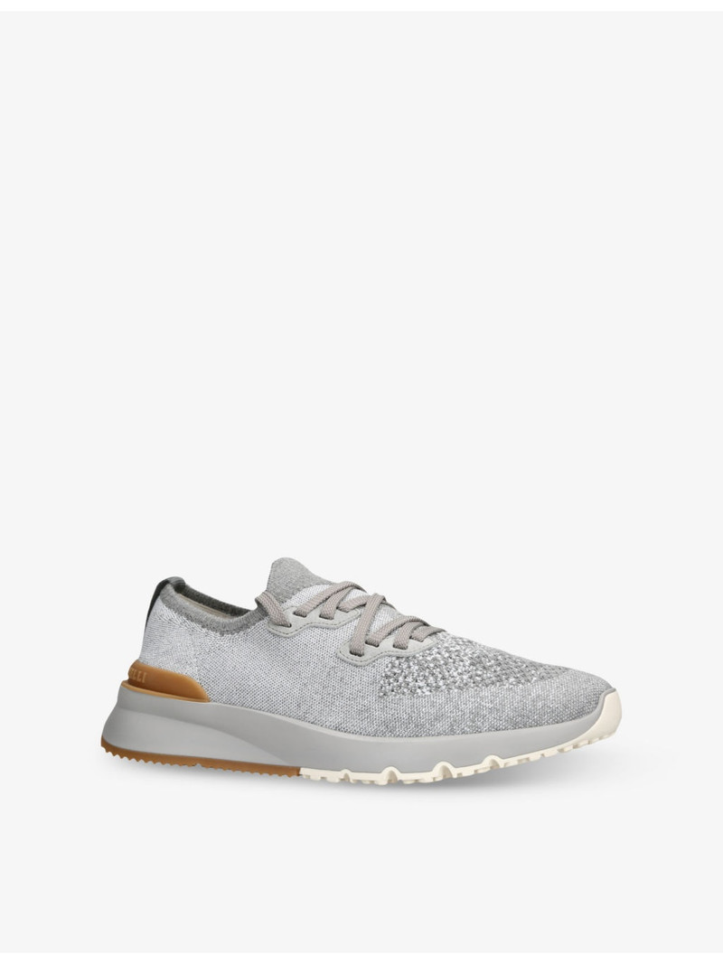 Brand-Embossed Knitted Low-Top Trainers 3