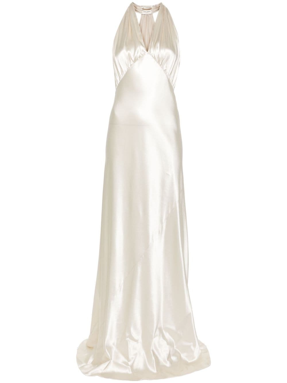 パーティードレス SAINT LAURENT 810130.Y7I21 Dresses Saint Laurent - Crêpe satin and lace maxi dress Saint Laurent