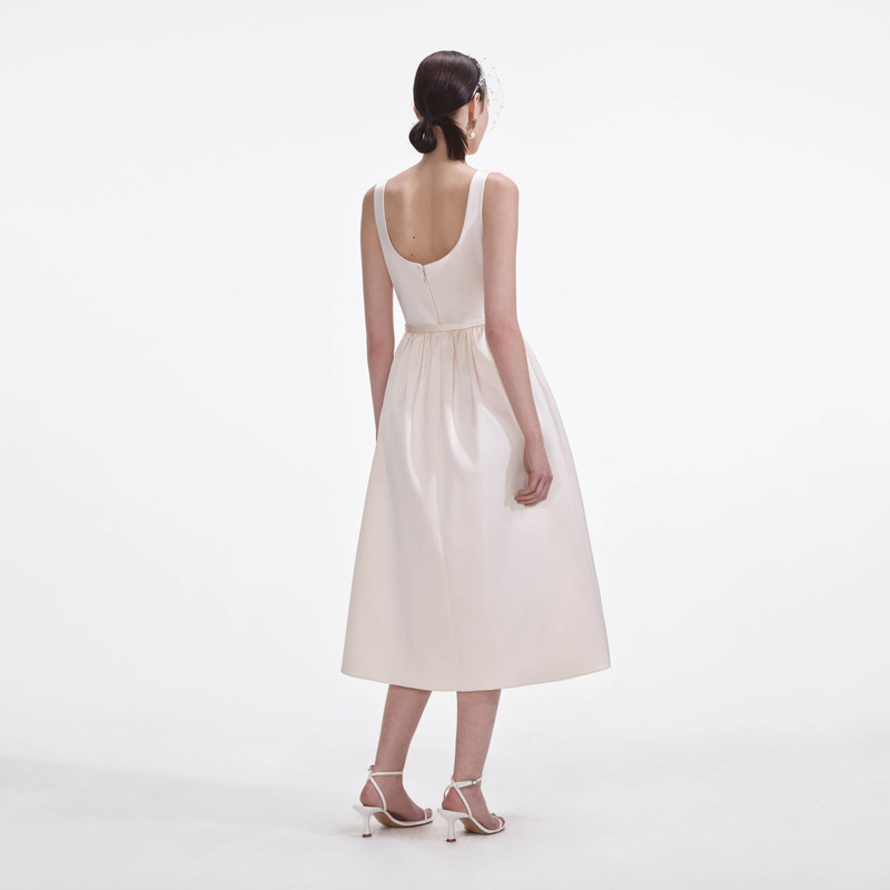 self-portrait Cream Satin Flower Midi Dress outlook