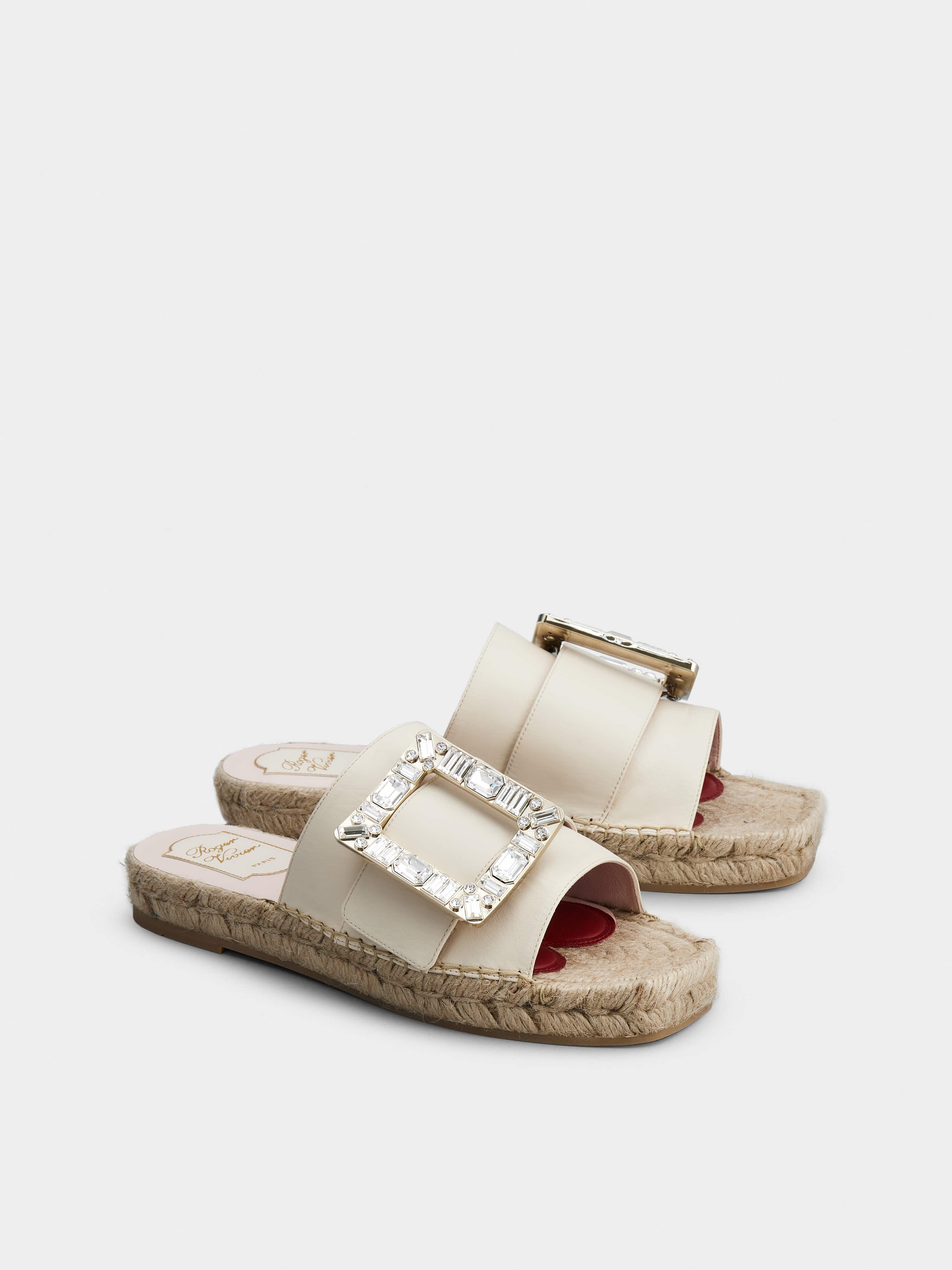Strass Buckle Espadrille Mules in Soft Leather - 2