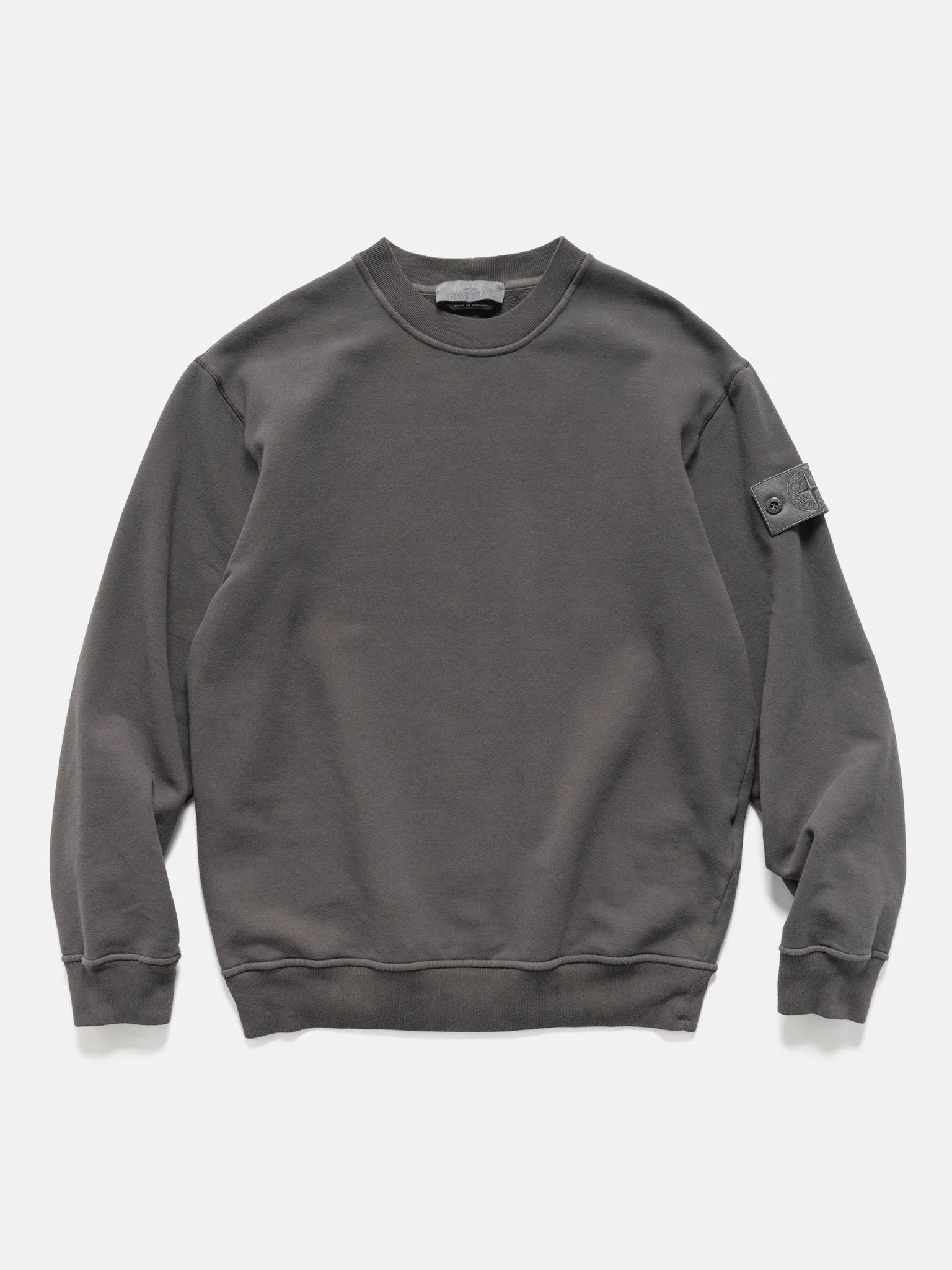 Ghost Piece Stretch Cotton Fleece Crewneck Dark Grey - 1