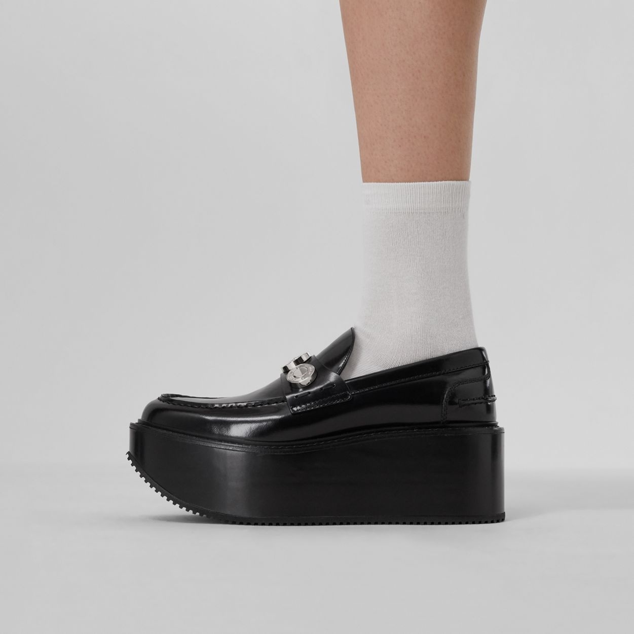 Logo Detail Leather Platform Loafers - 7