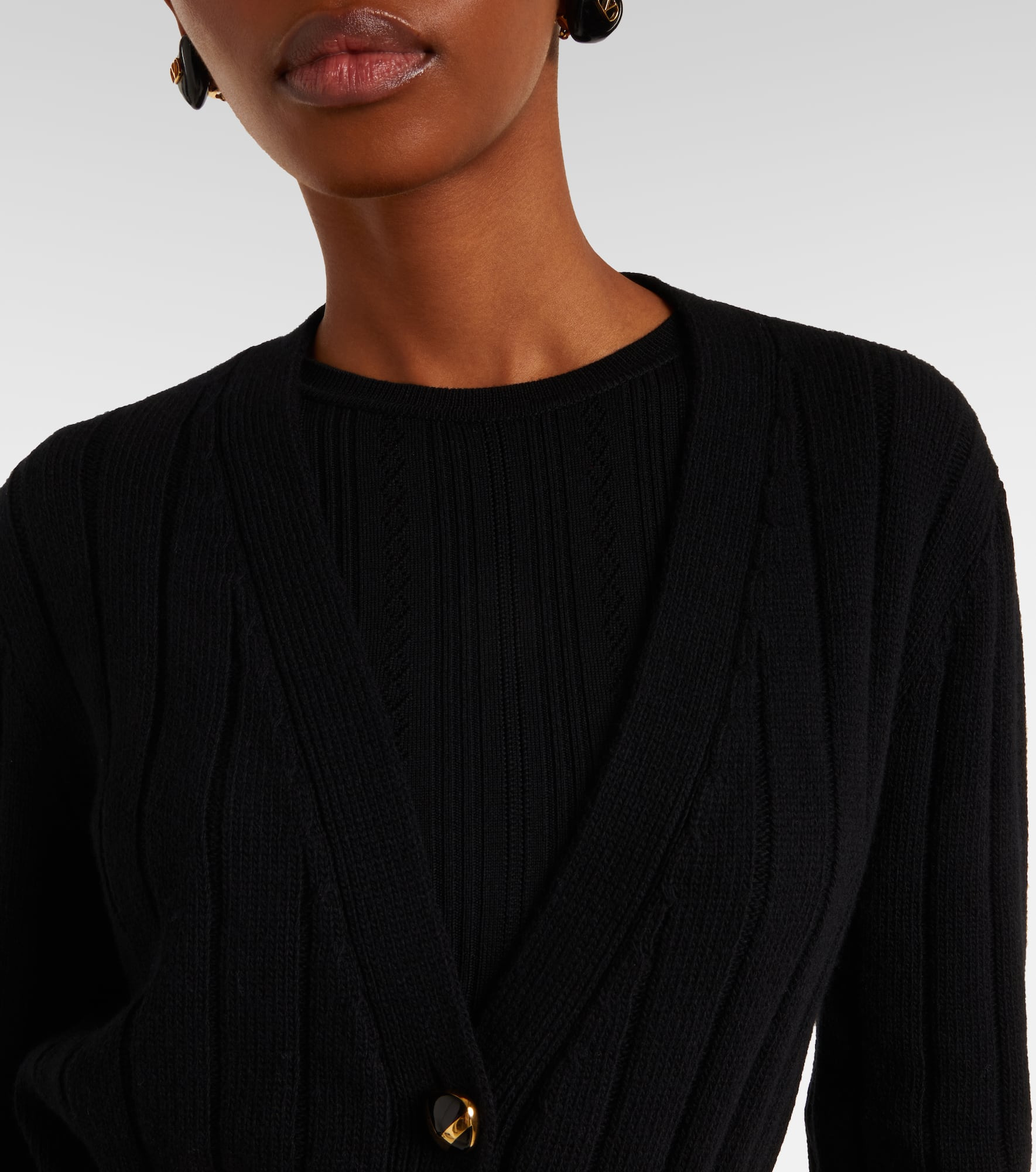 Feather-trimmed virgin wool cardigan - 4
