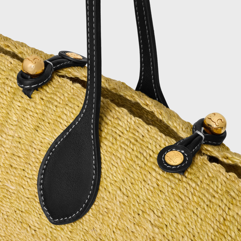 LARGE TRIOMPHE BEADS BASKET IN SISAL RAFFIA AND CALFSKIN 4